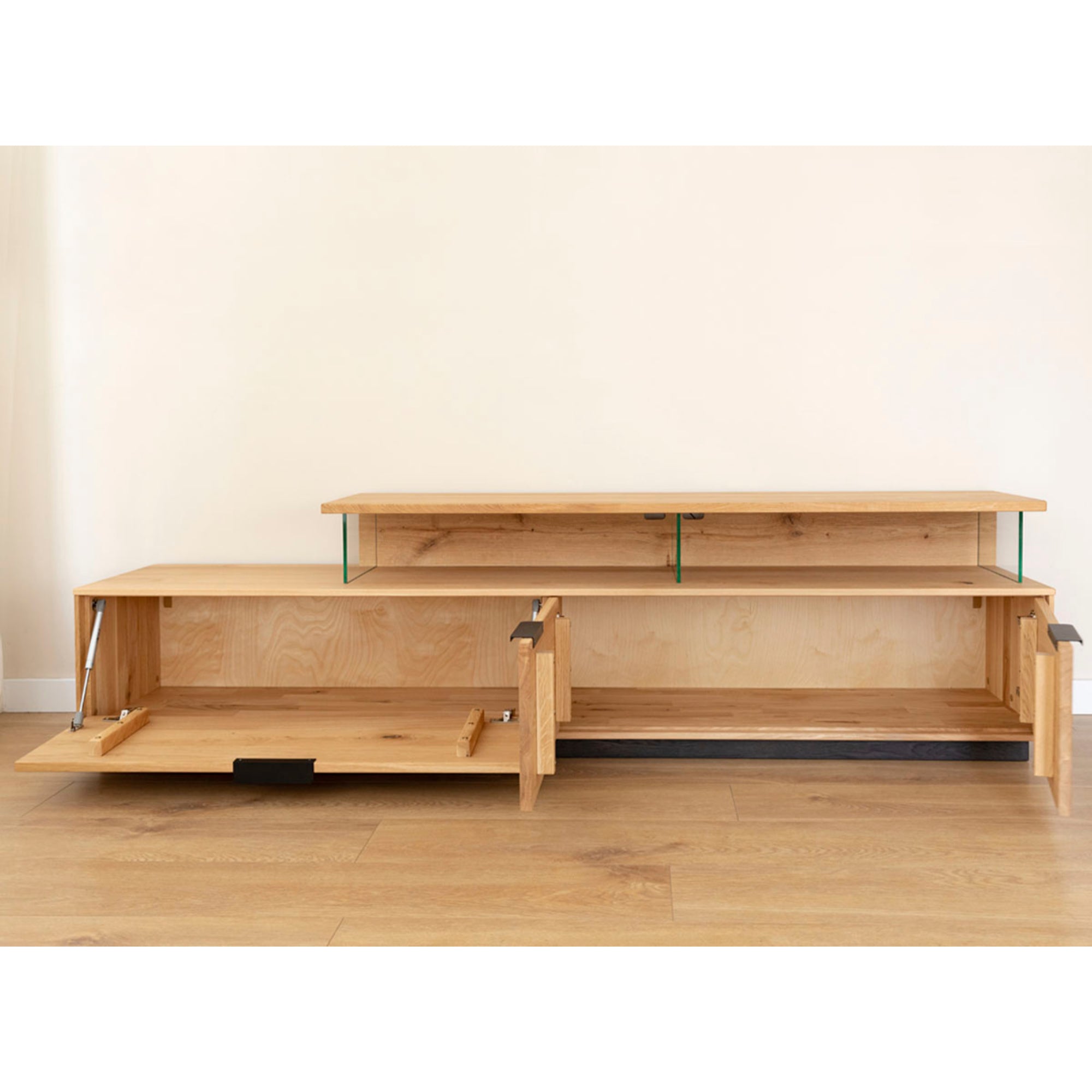 Viseća TV Komoda Tirano 200x39 cm, Materijal: Masivno Drvo Hrast