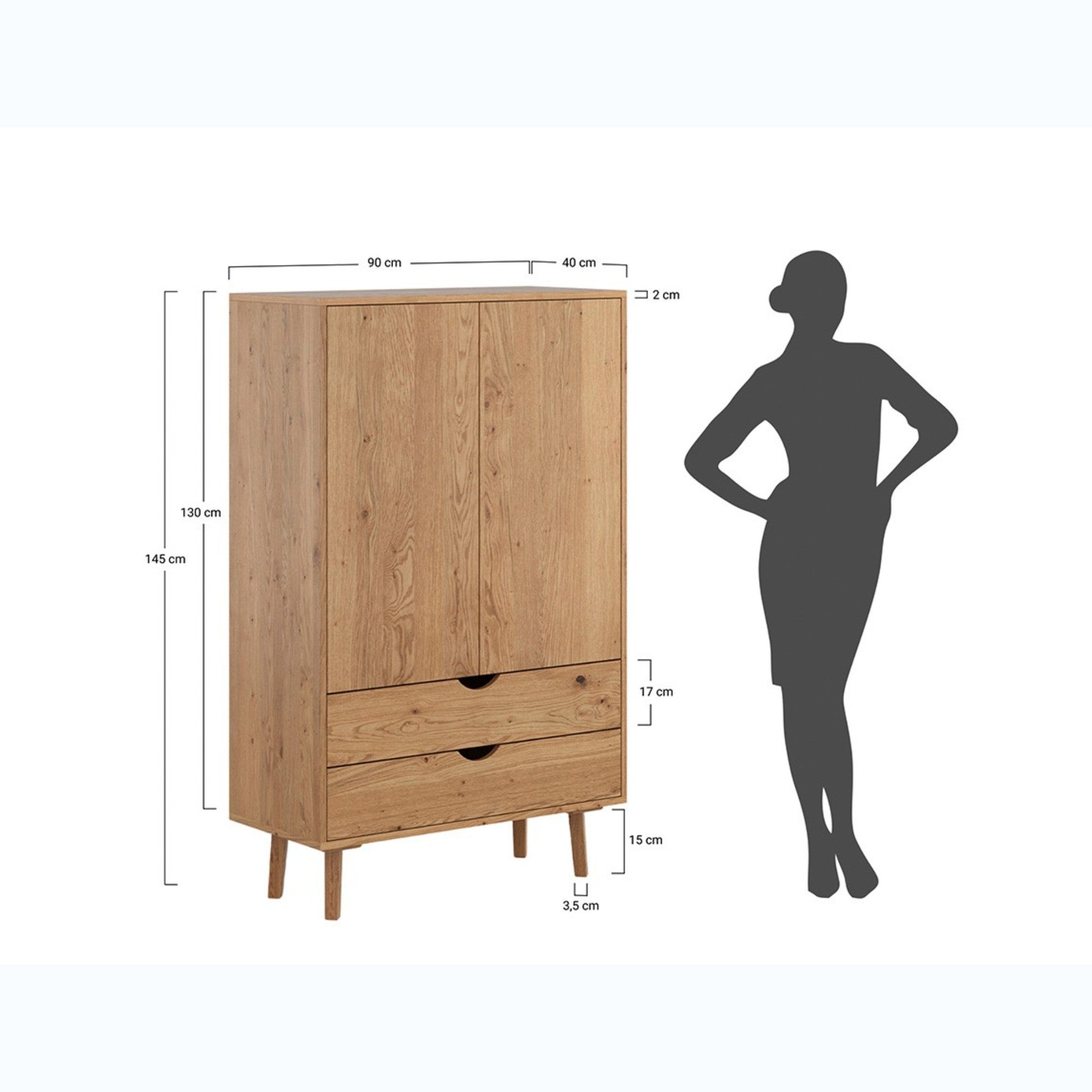 Komoda Simona 90x40 cm, Materijal: Masivno Drvo Hrast