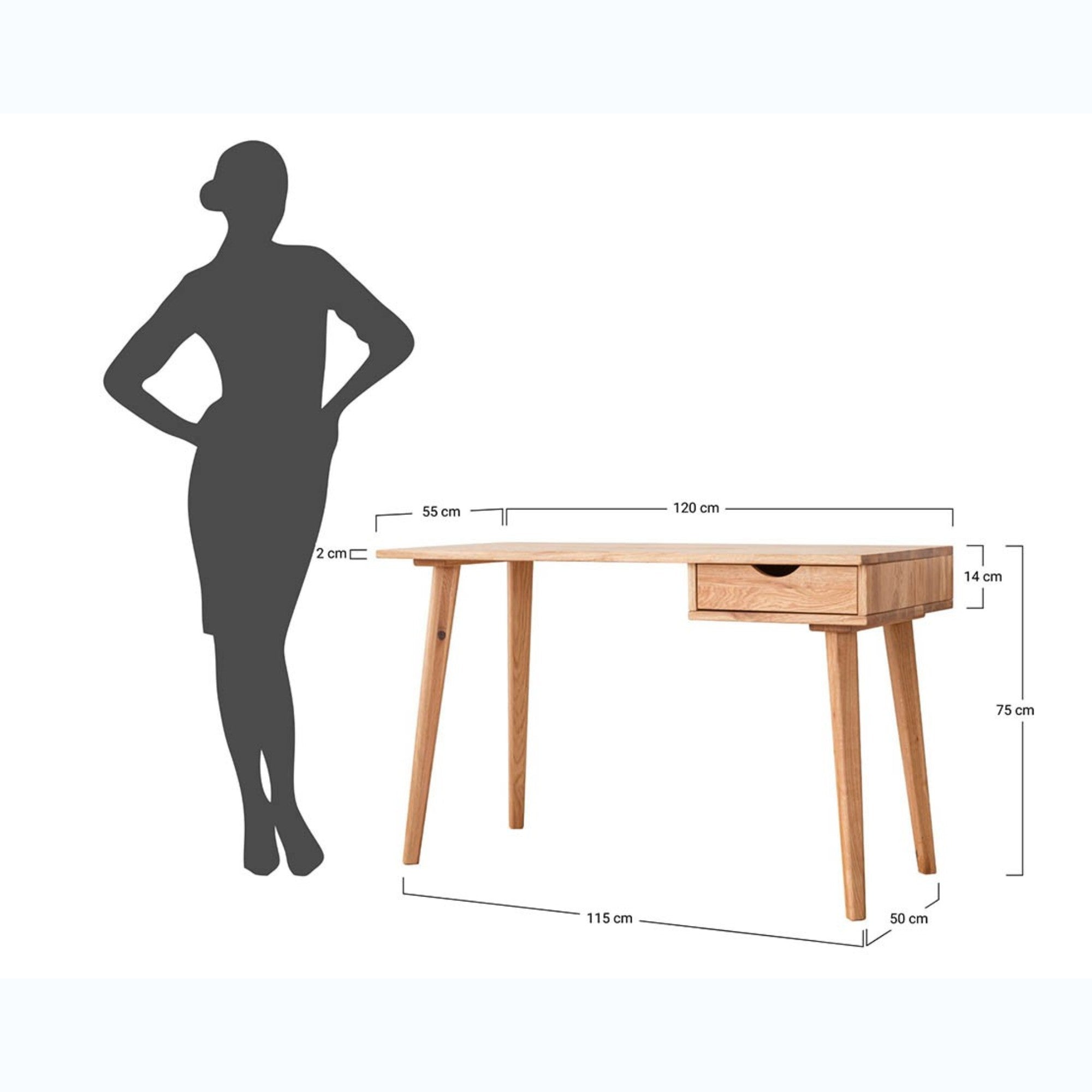 Uredski stol Simona 120x55 cm, Materijal: Masivno drvo Hrast