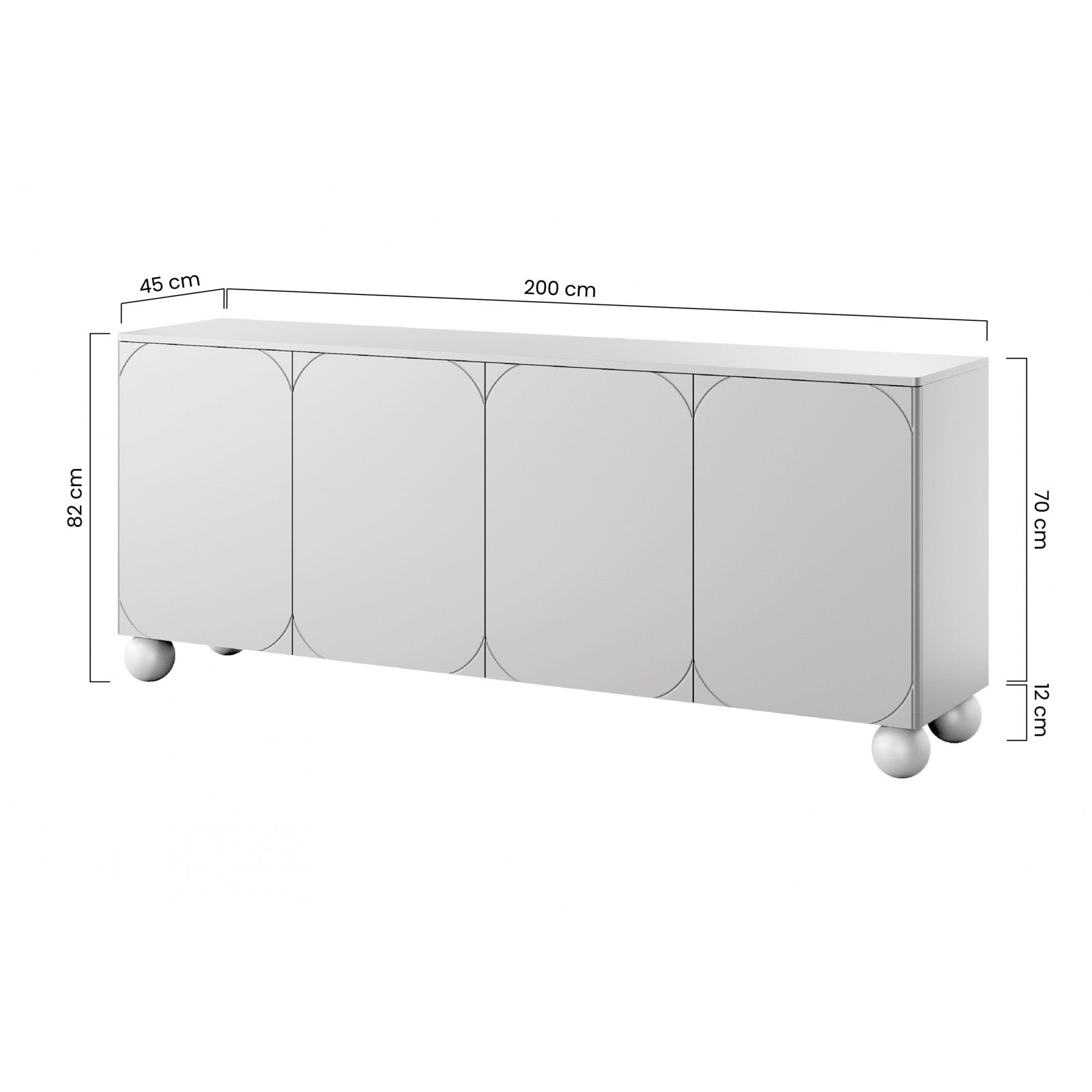 Komoda Sonatia 200cm, 4 vrata i 4 ladice, Materijal: MDF