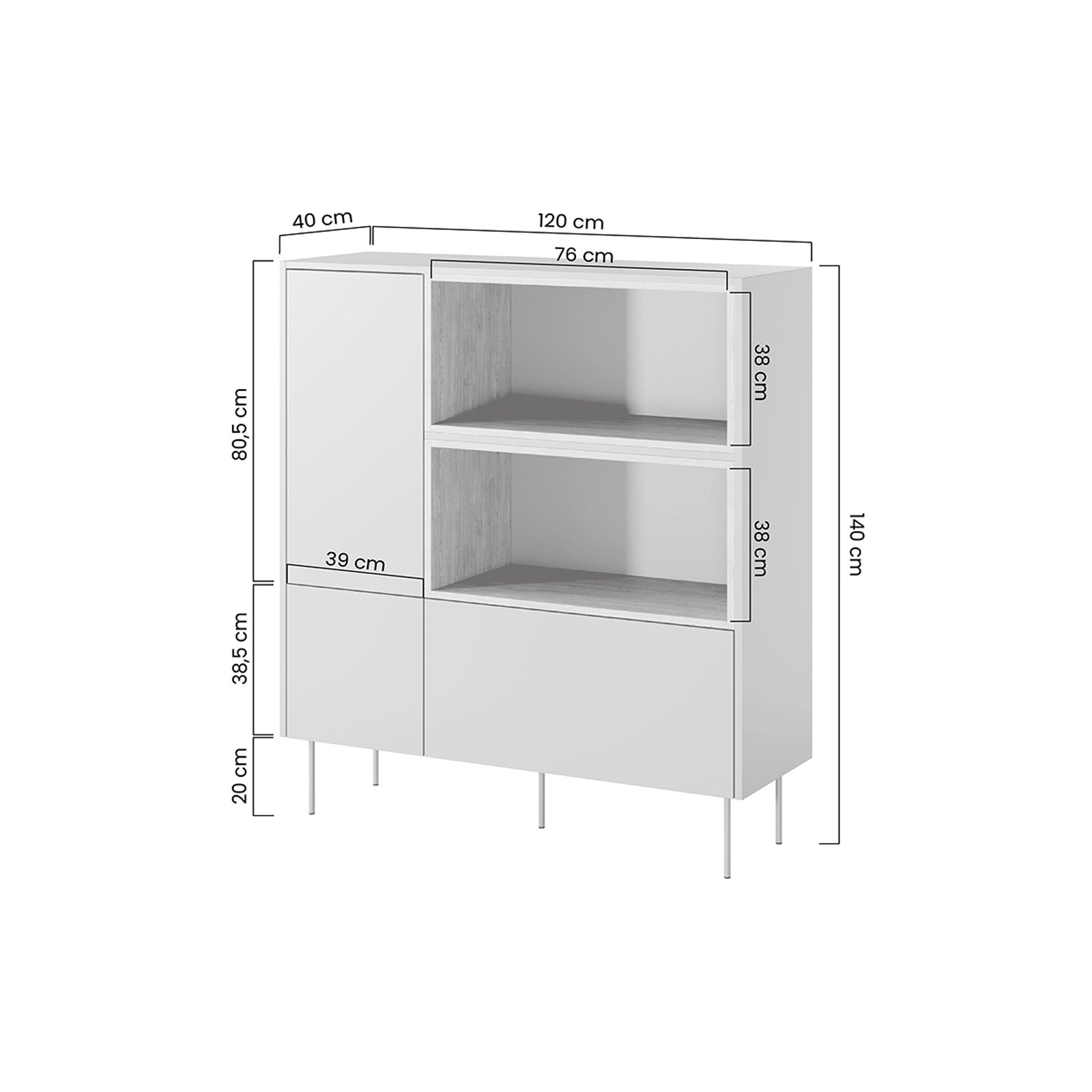 Visoka komoda Desin, Materijal: MDF