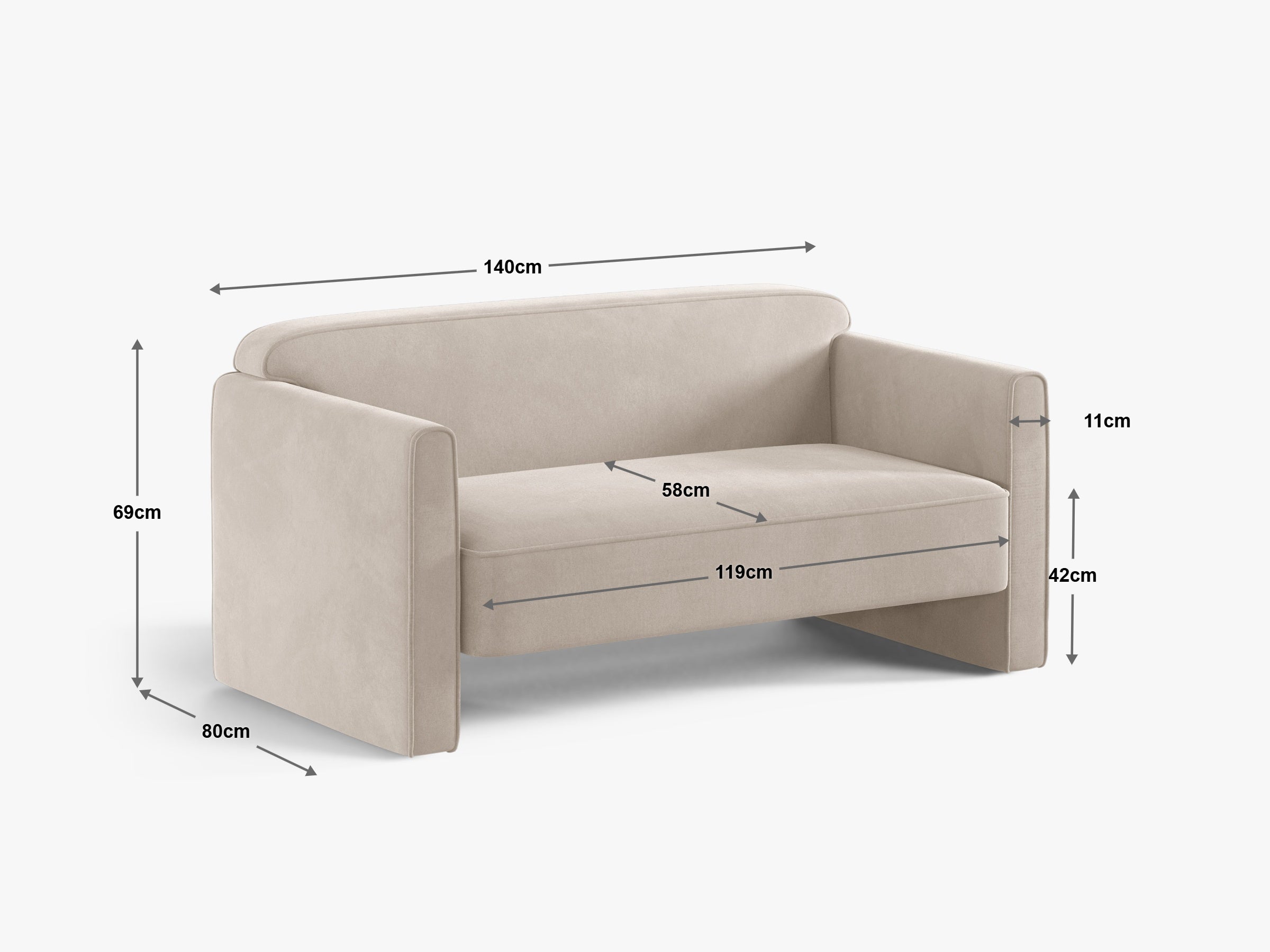 Sofa Abby 140x80cm, Materijal: Strukturirana tkanina