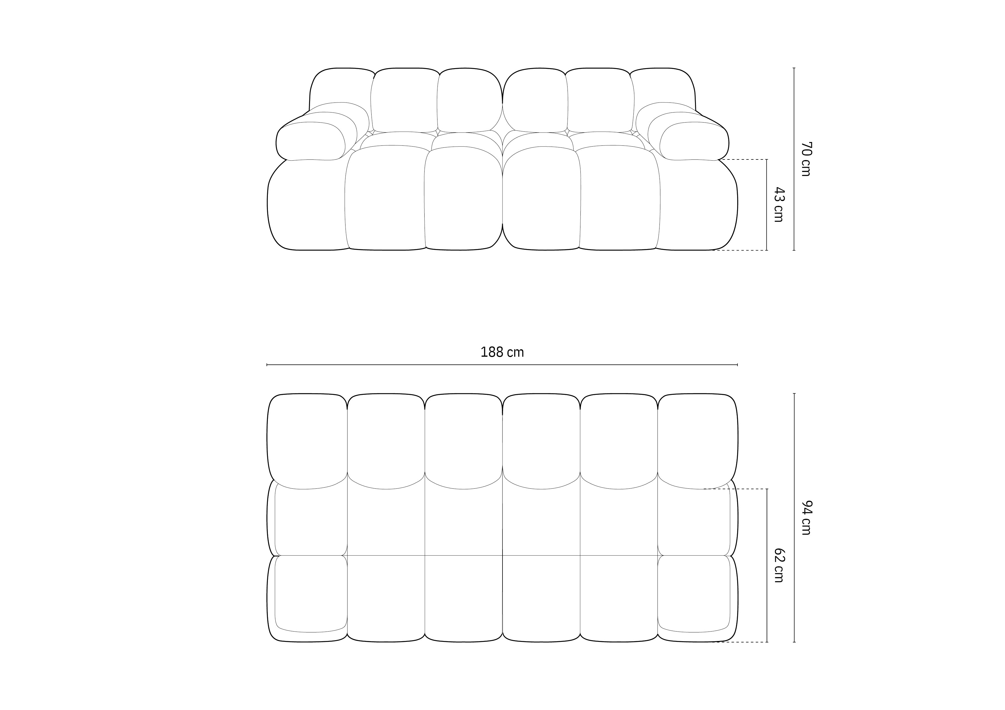 Bellis Modularna Sofa 188x94cm, Materijal: Boucle