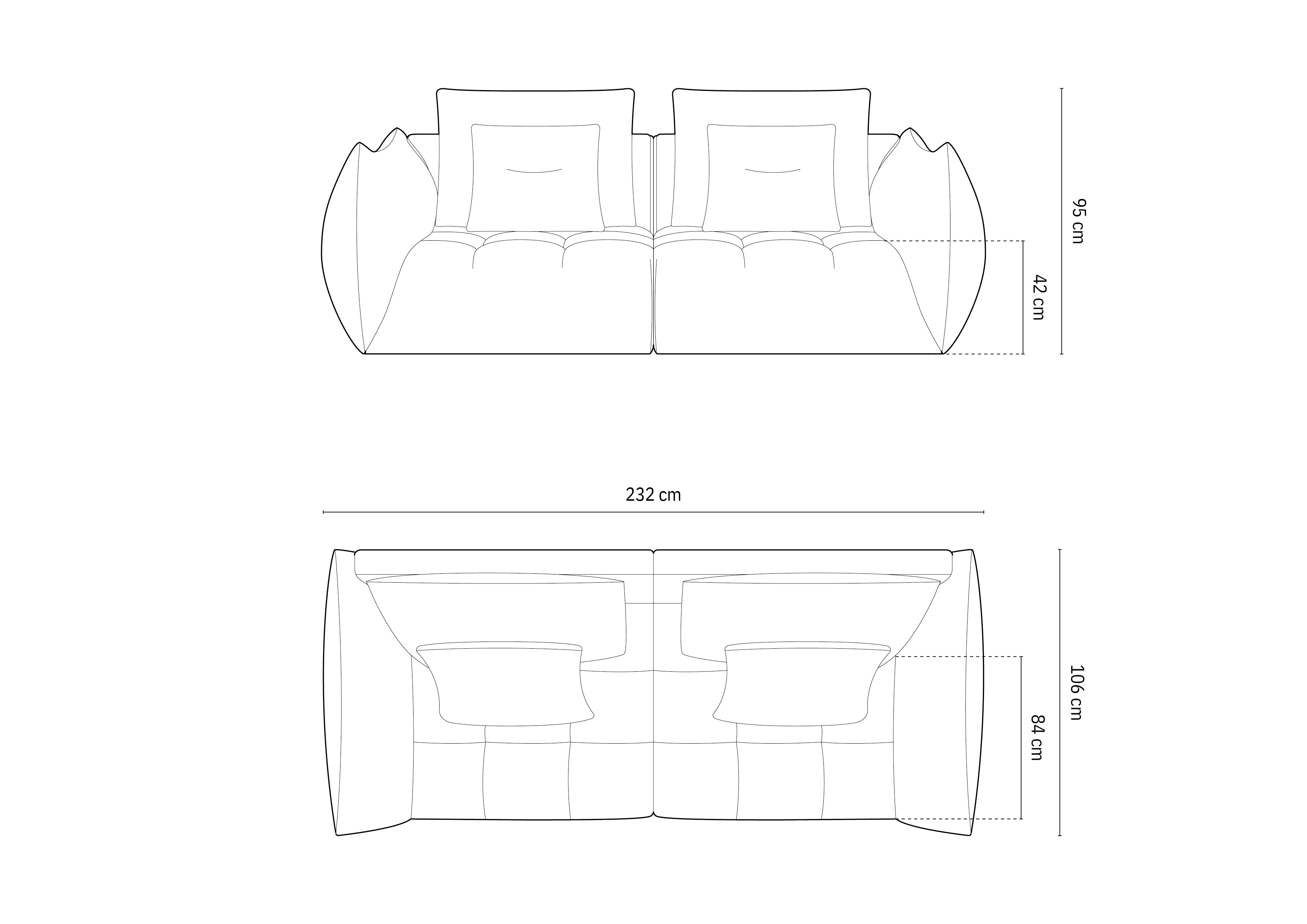 Bloom sofa, 3 sjedala, 232x106 cm, Materijal: Baršun