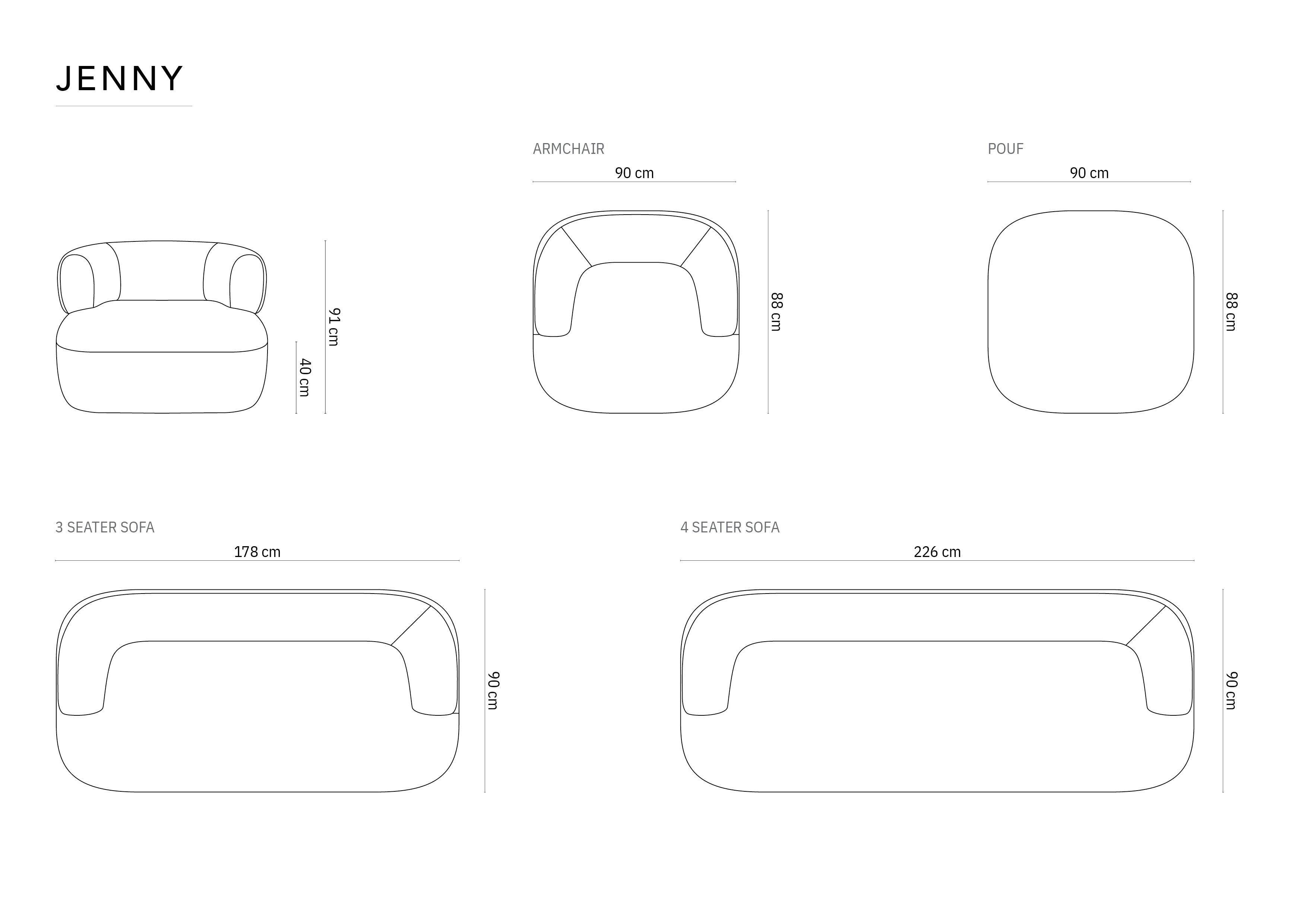 Jenny sofa, 3 sjedala, 178x90cm, Materijal: Boucle