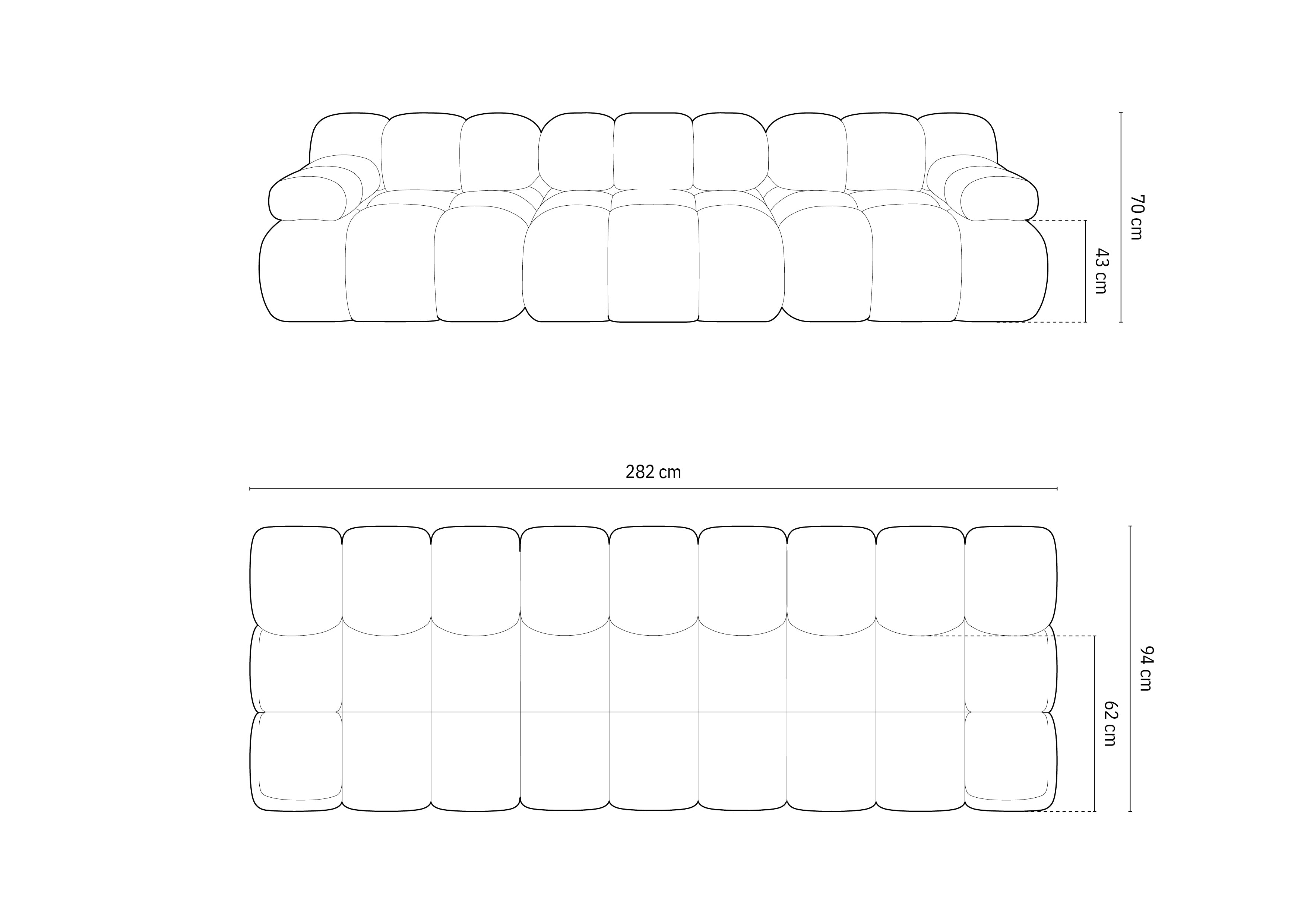 Bellis Modularna Sofa 282x94cm, Materijal: Boucle