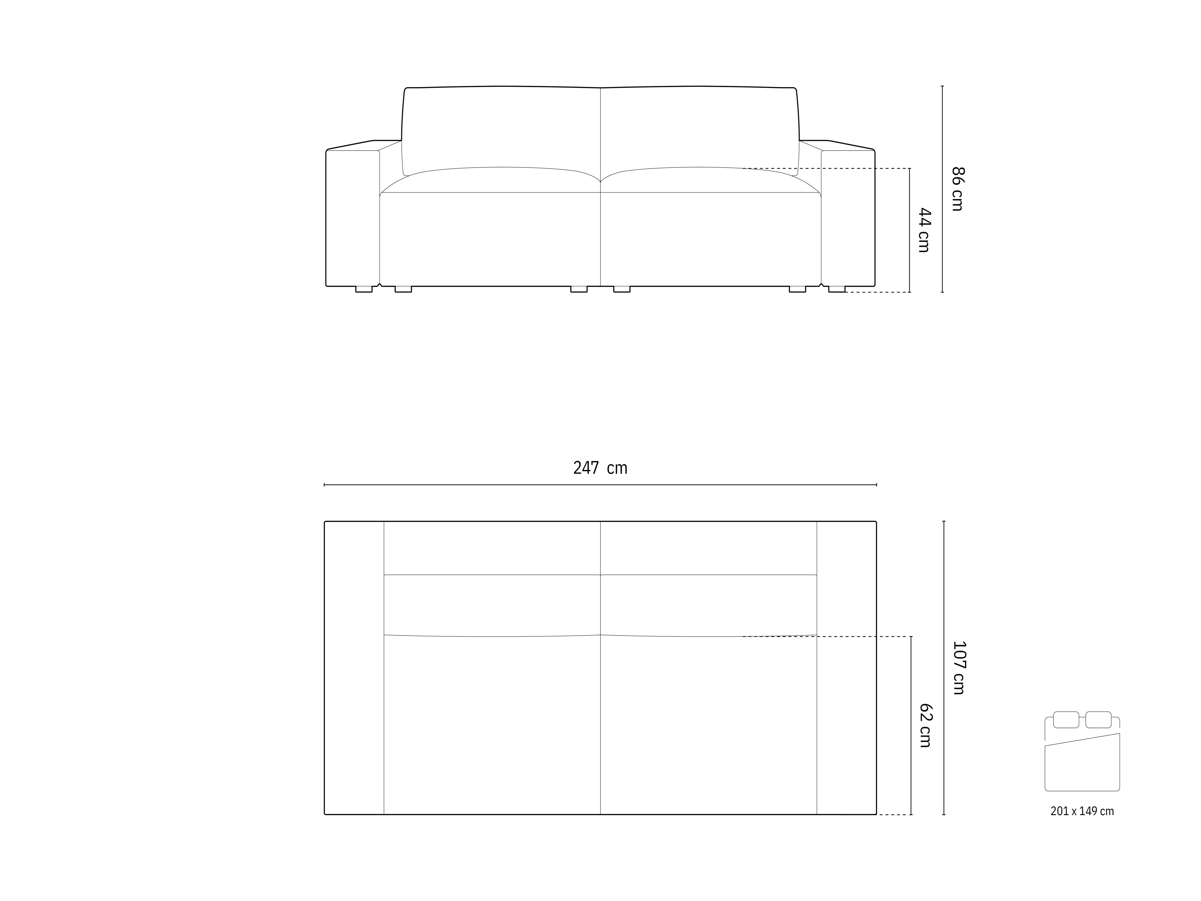 Jodie Sofa Na Razvlačenje 247x107cm, Materijal: Baršun