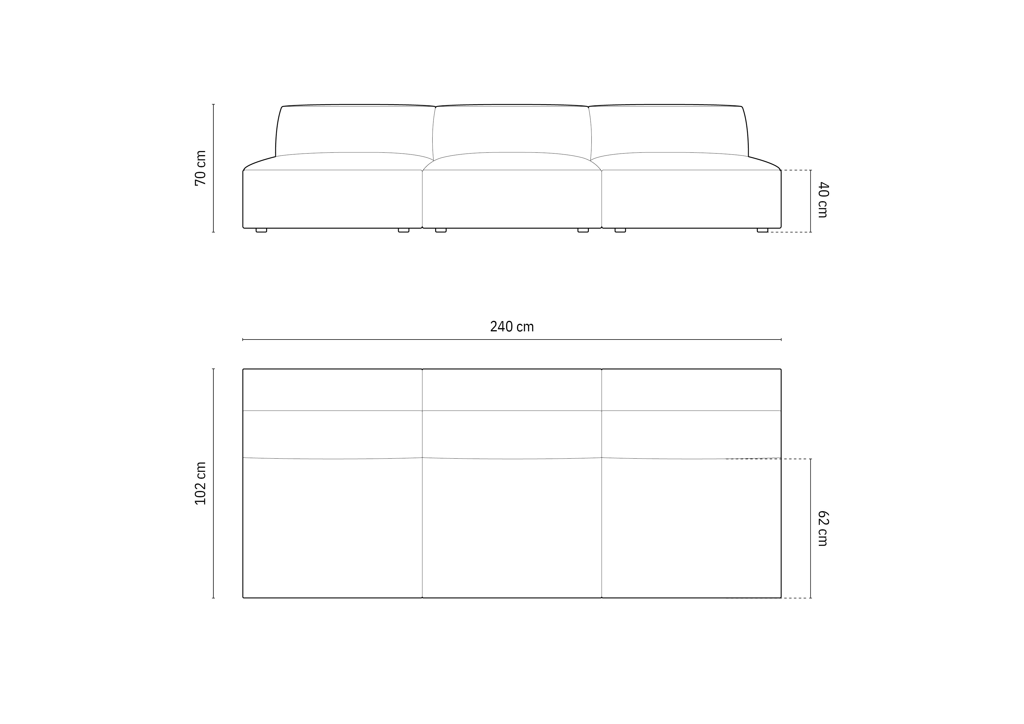 Sofa Jodie 240x102cm, Materijal: Baršun