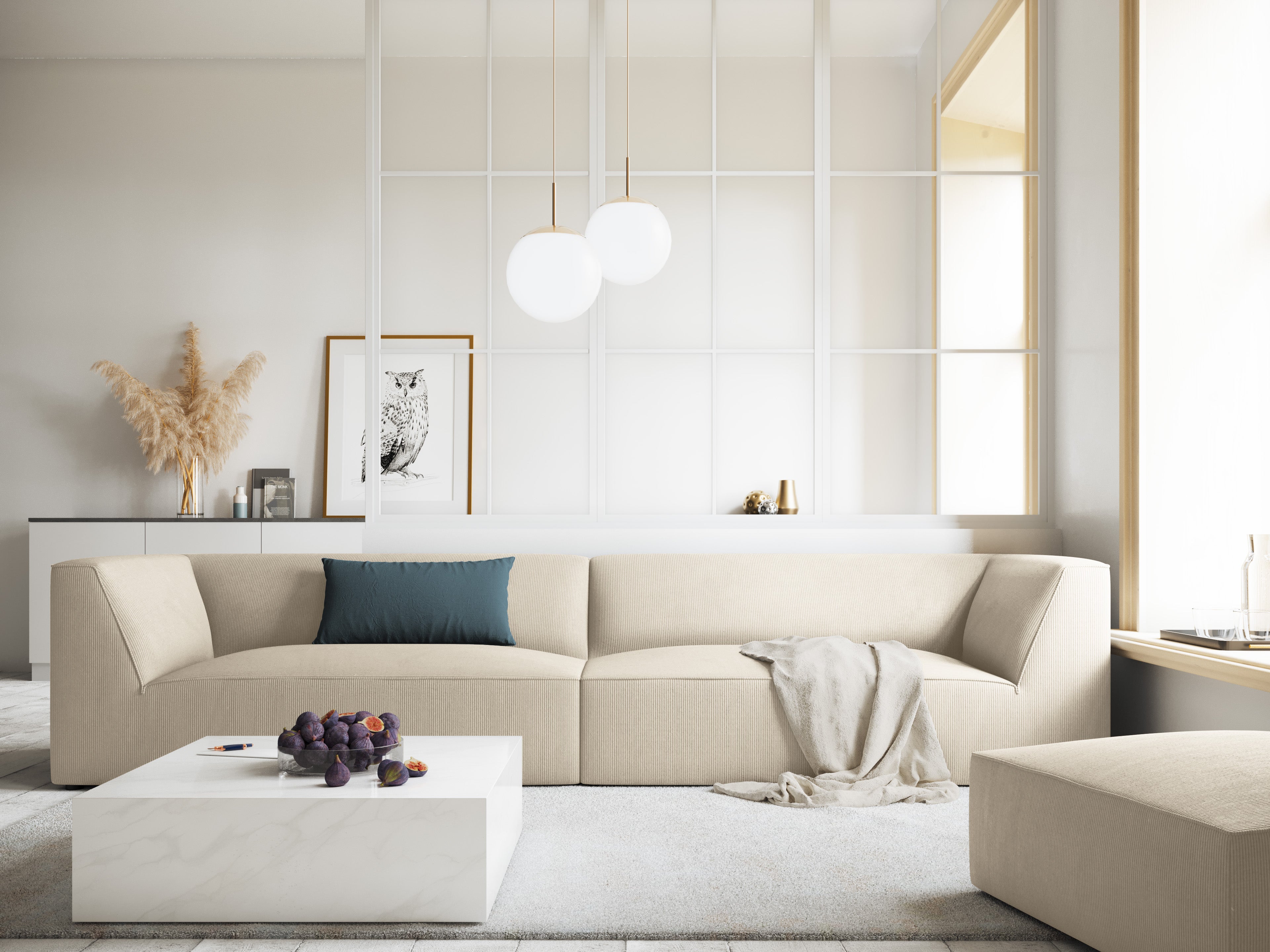 Sofa Ruby, 4 sjedala, 302x93cm, Materijal: Rebrasta tkanina