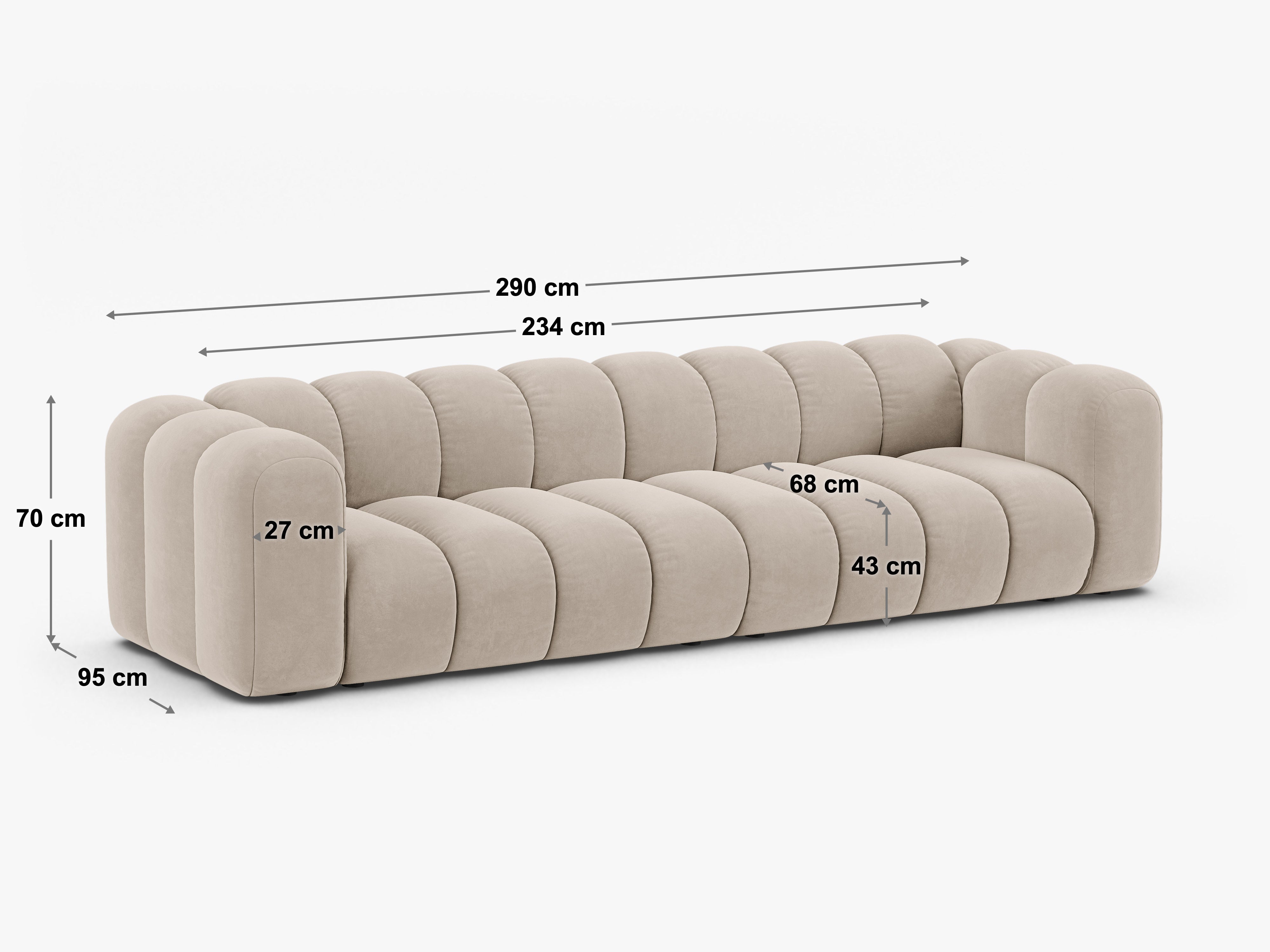 Sofa Lupine 290x95cm, Materijal: Chenille Eden