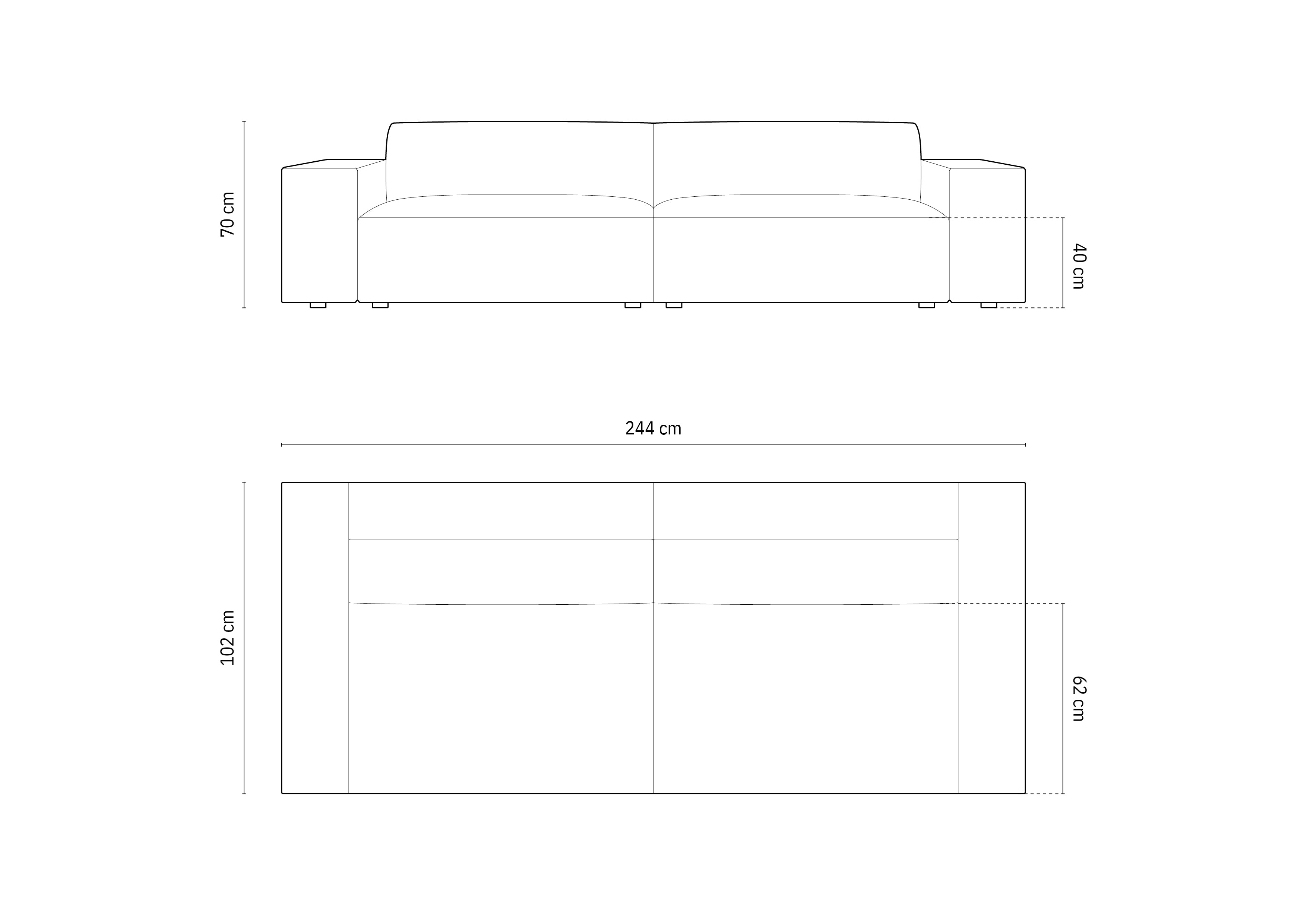Sofa Jodie 244x102cm, Materijal: Baršun