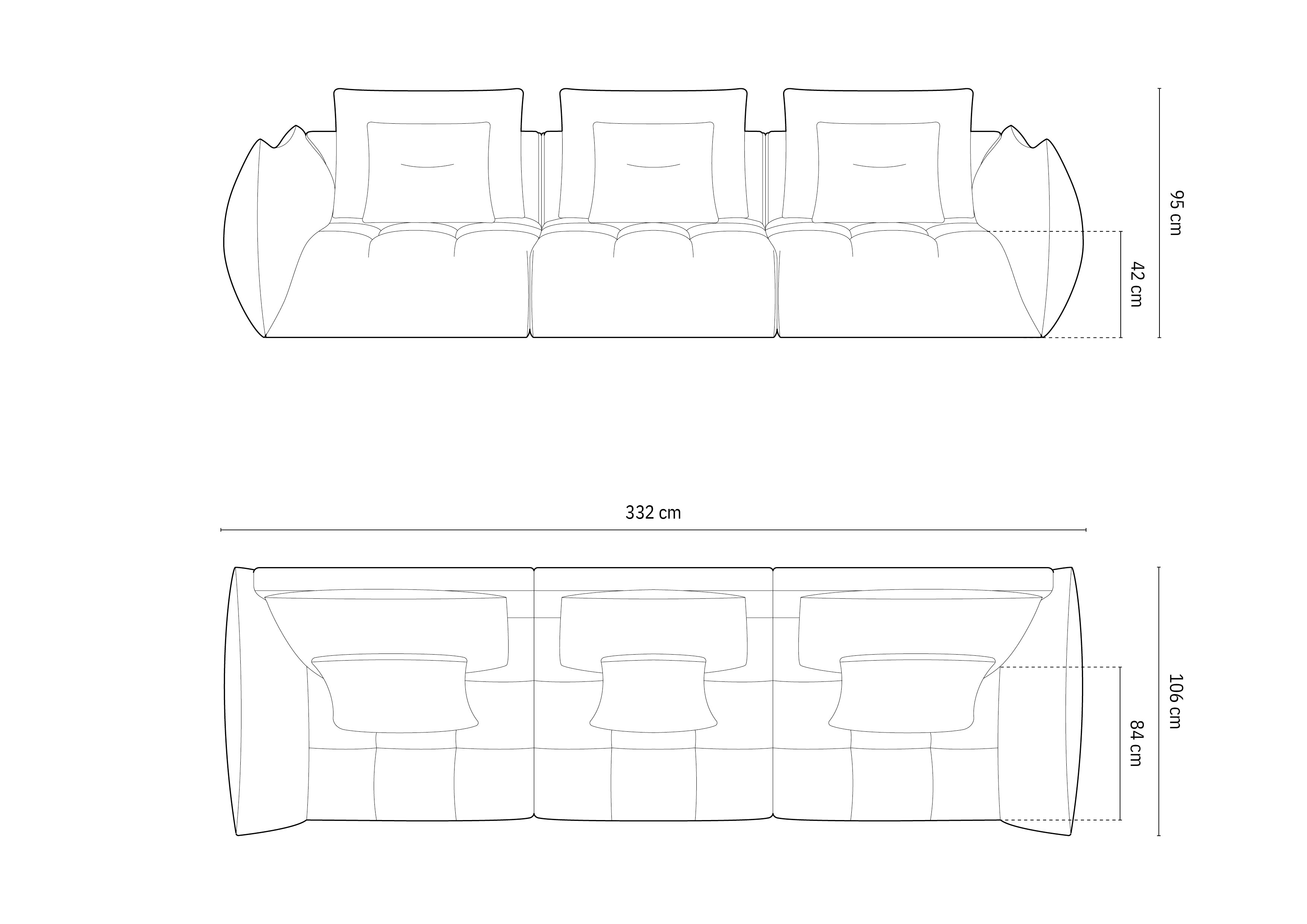 Bloom sofa, 4 sjedala, 332x106 cm, Materijal: Strukturirana tkanina