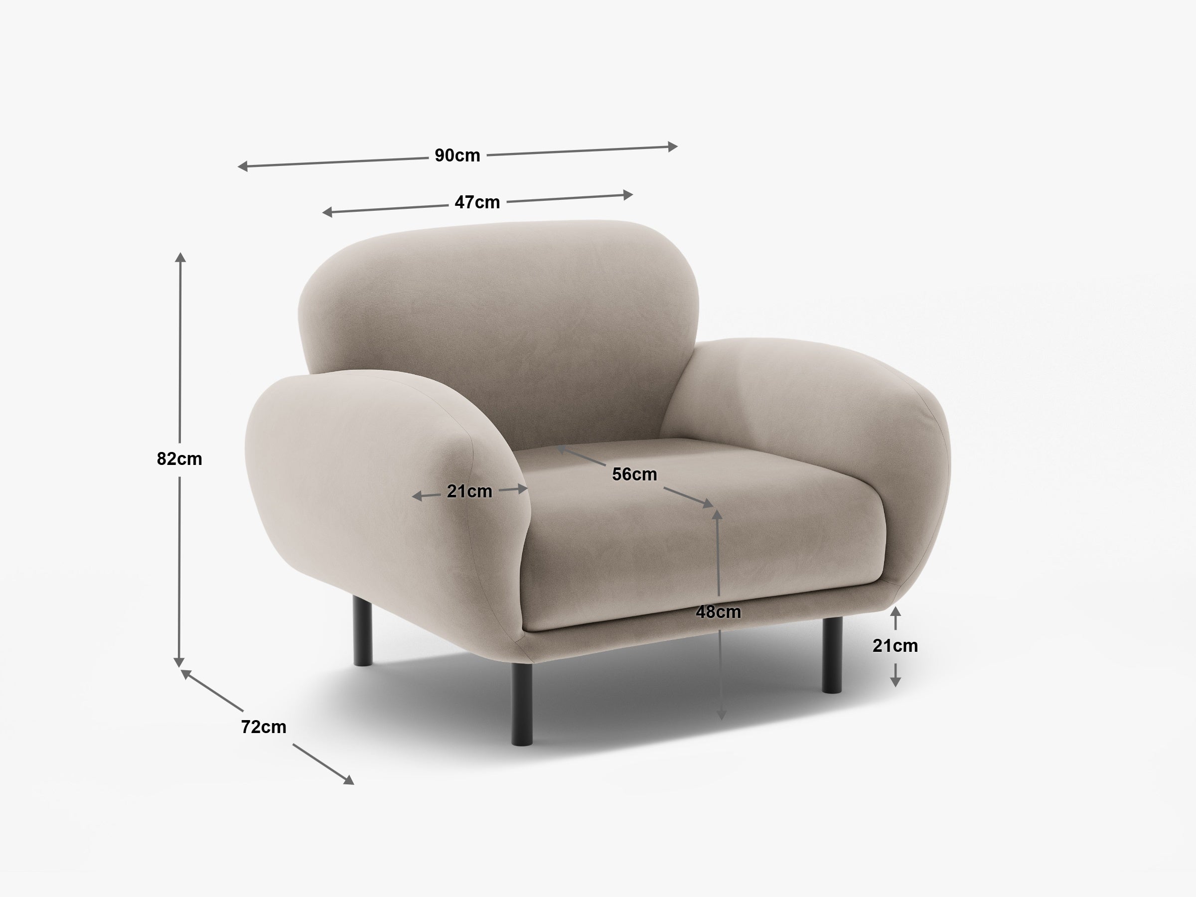 Fotelja Poppy, 90x72cm, Materijal: Boucle