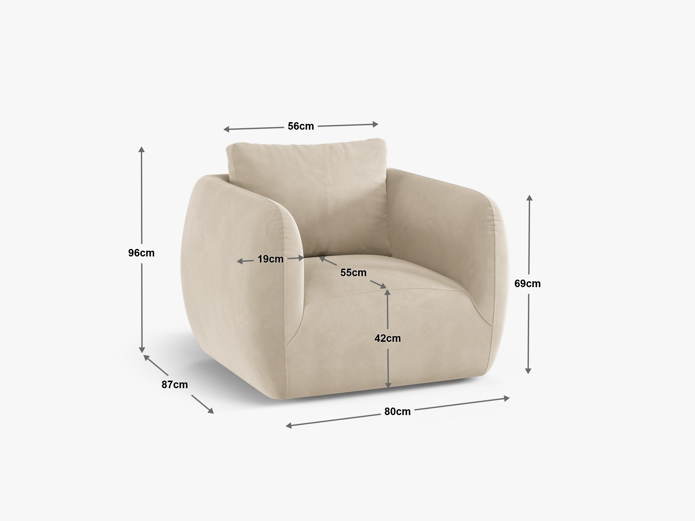 Fotelja Letizia, 86x83cm, Materijal: Strukturirana tkanina