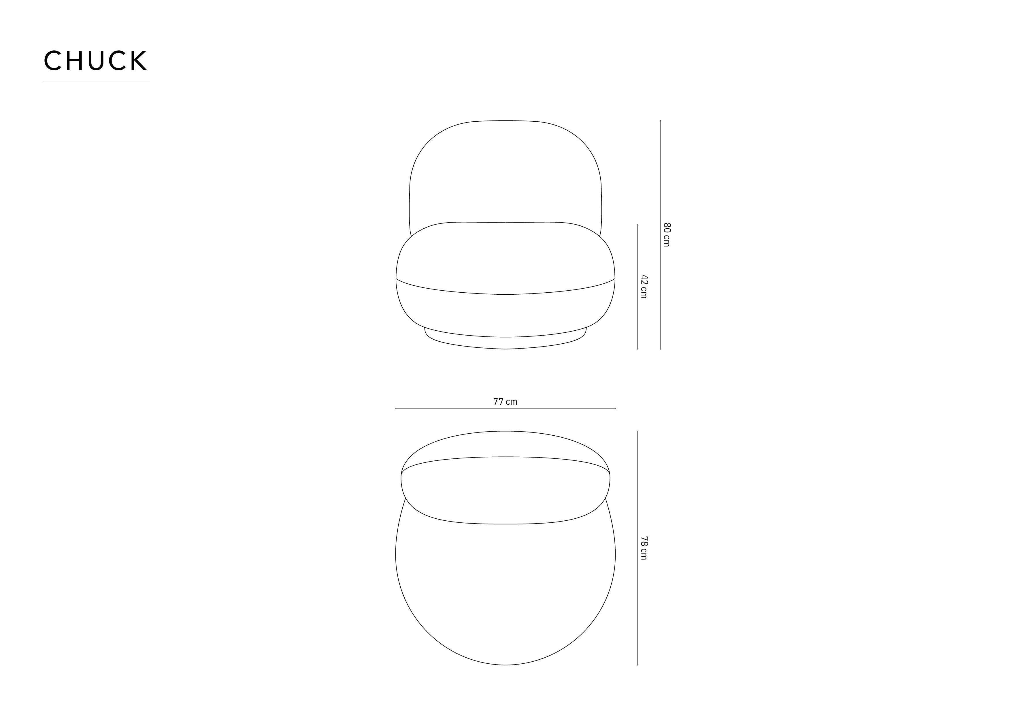 Chuck fotelja, 77x78cm, Materijal: Boucle