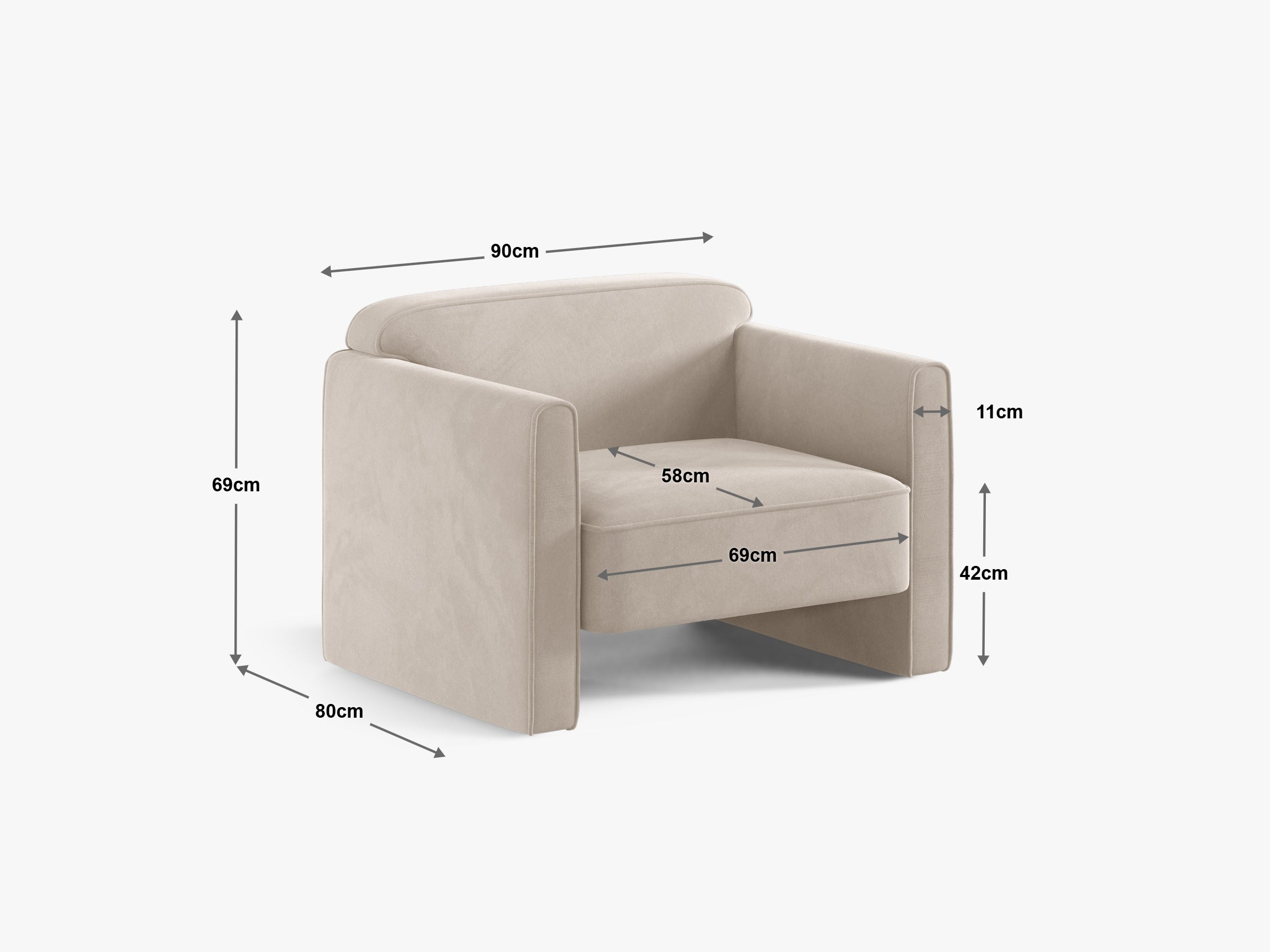 Fotelja Abby, 90x80cm, Materijal: Baršun