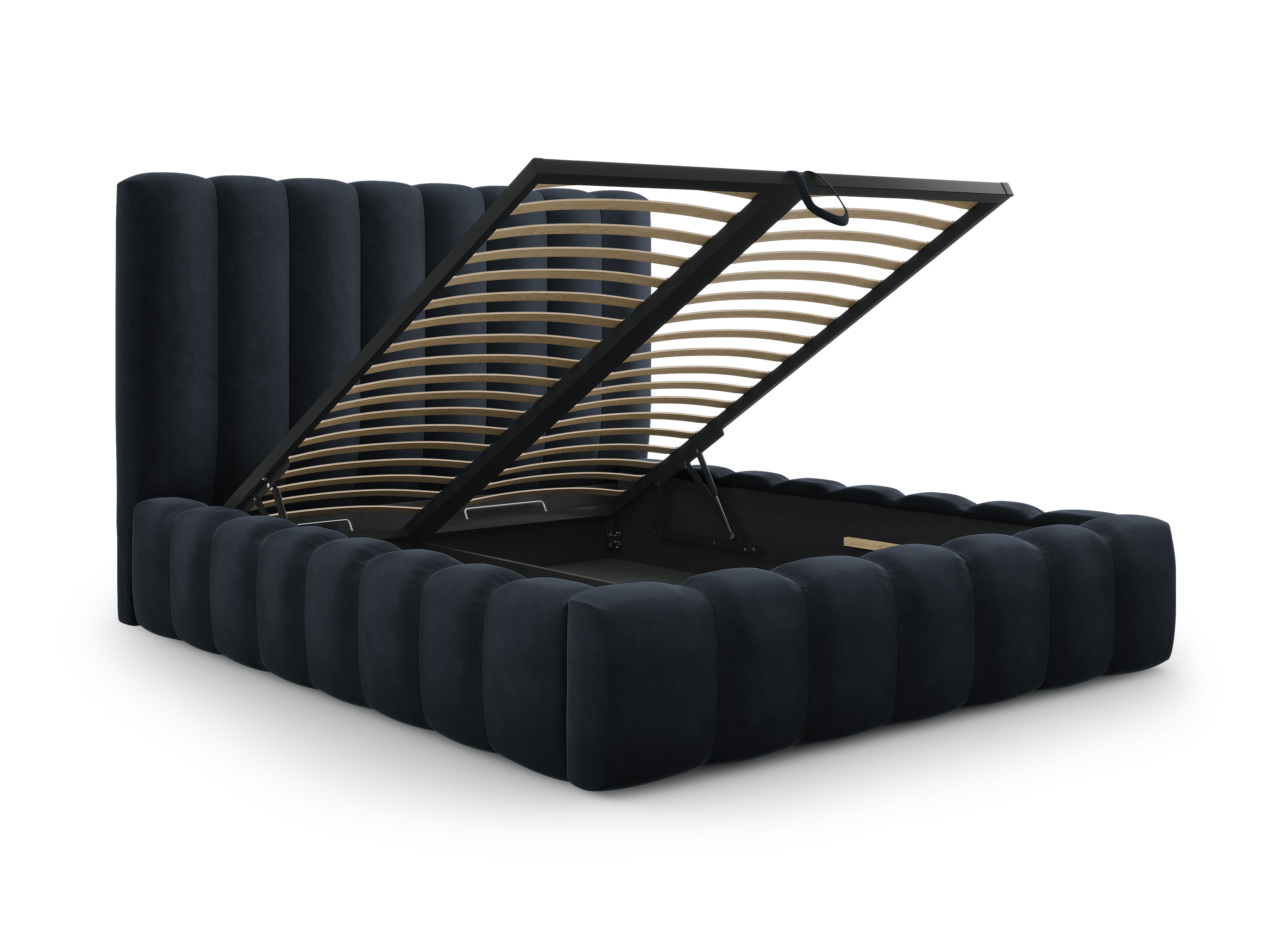 Kelp okvir kreveta s uzglavljem i spremnikom za odlaganje, Materijal: Baršun