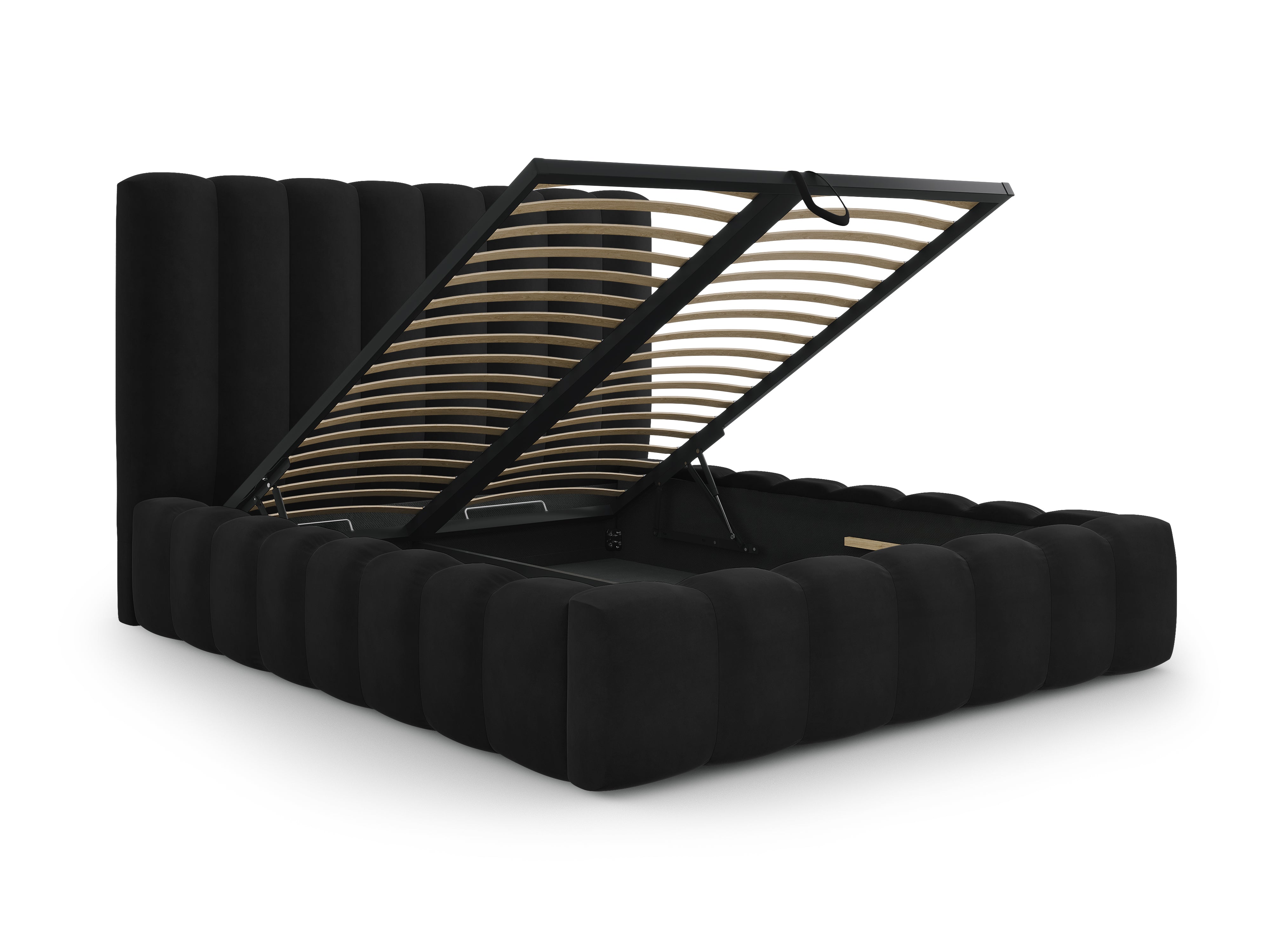 Kelp okvir kreveta s uzglavljem i spremnikom za odlaganje, Materijal: Baršun