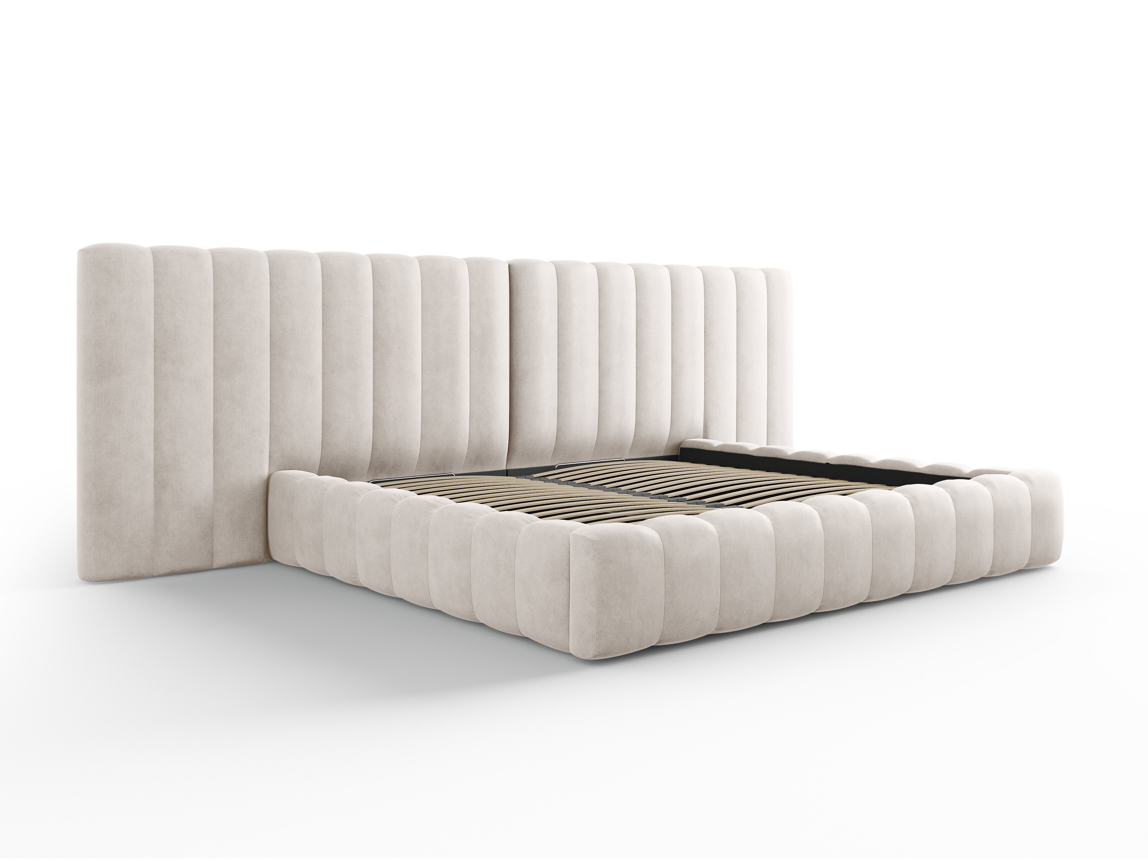 Kelp krevet s duplim uzglavljem i spremnikom za odlaganje, Materijal: Strukturirana tkanina