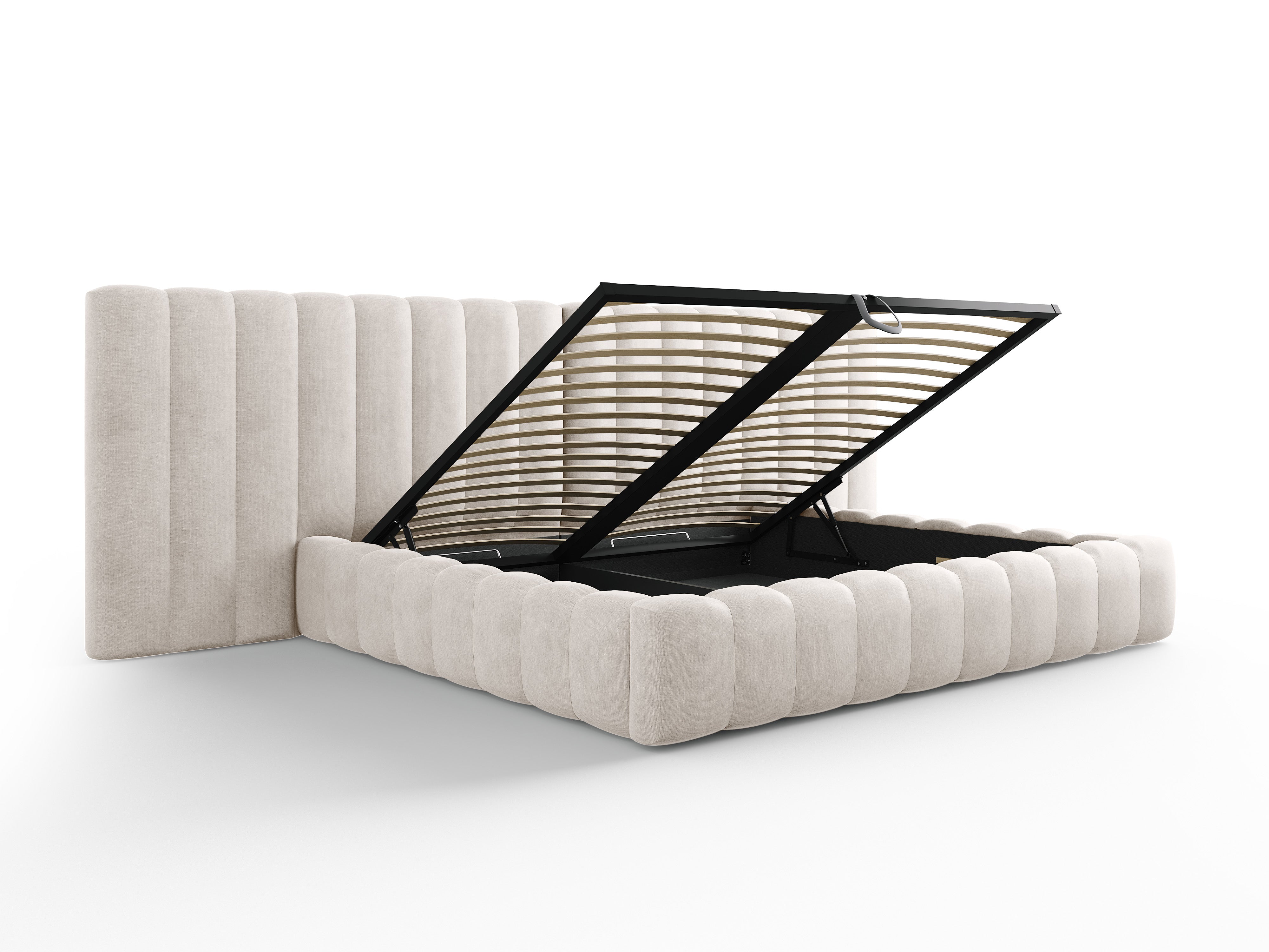 Kelp krevet s duplim uzglavljem i spremnikom za odlaganje, Materijal: Strukturirana tkanina