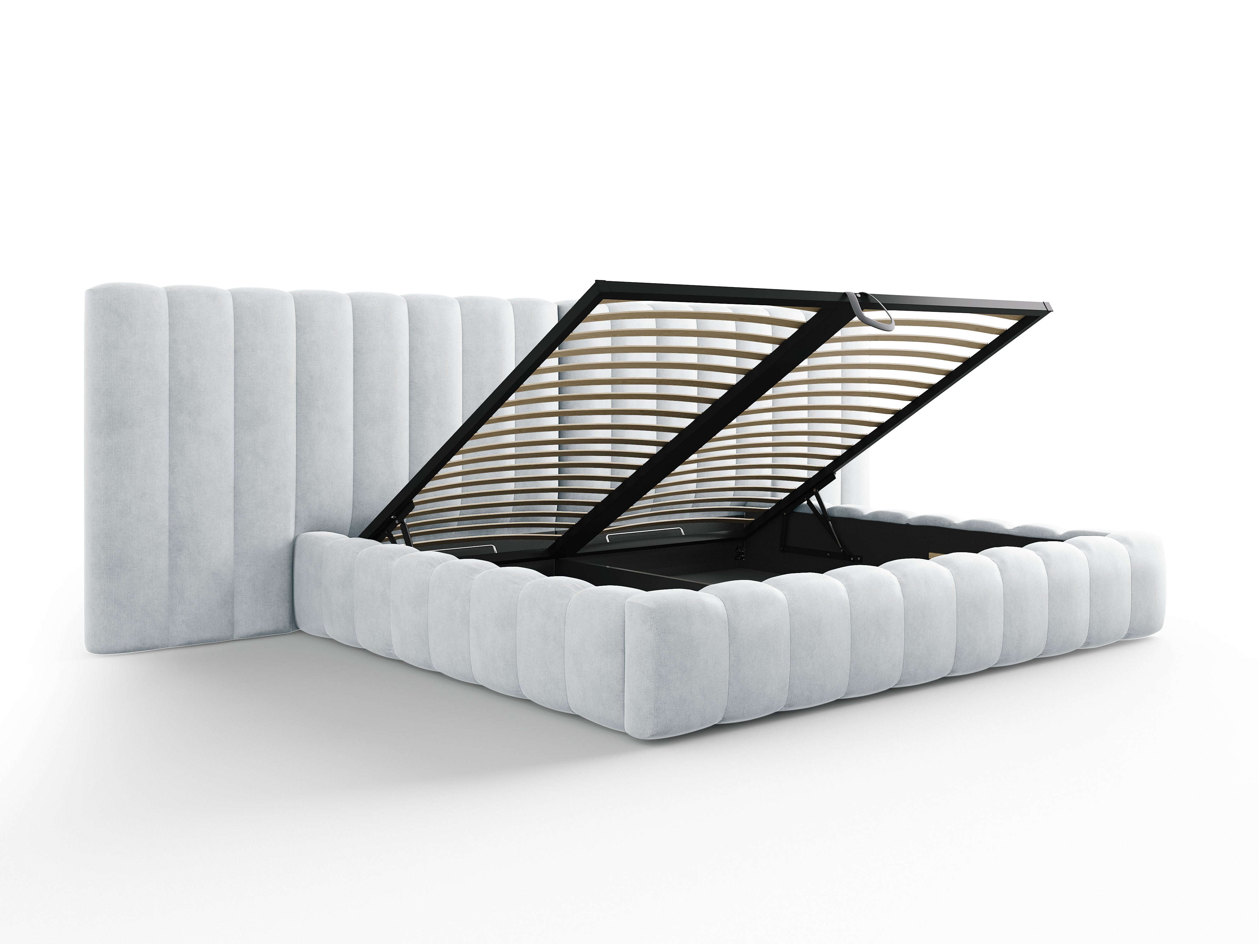 Kelp krevet s duplim uzglavljem i spremnikom za odlaganje, Materijal: Strukturirana tkanina