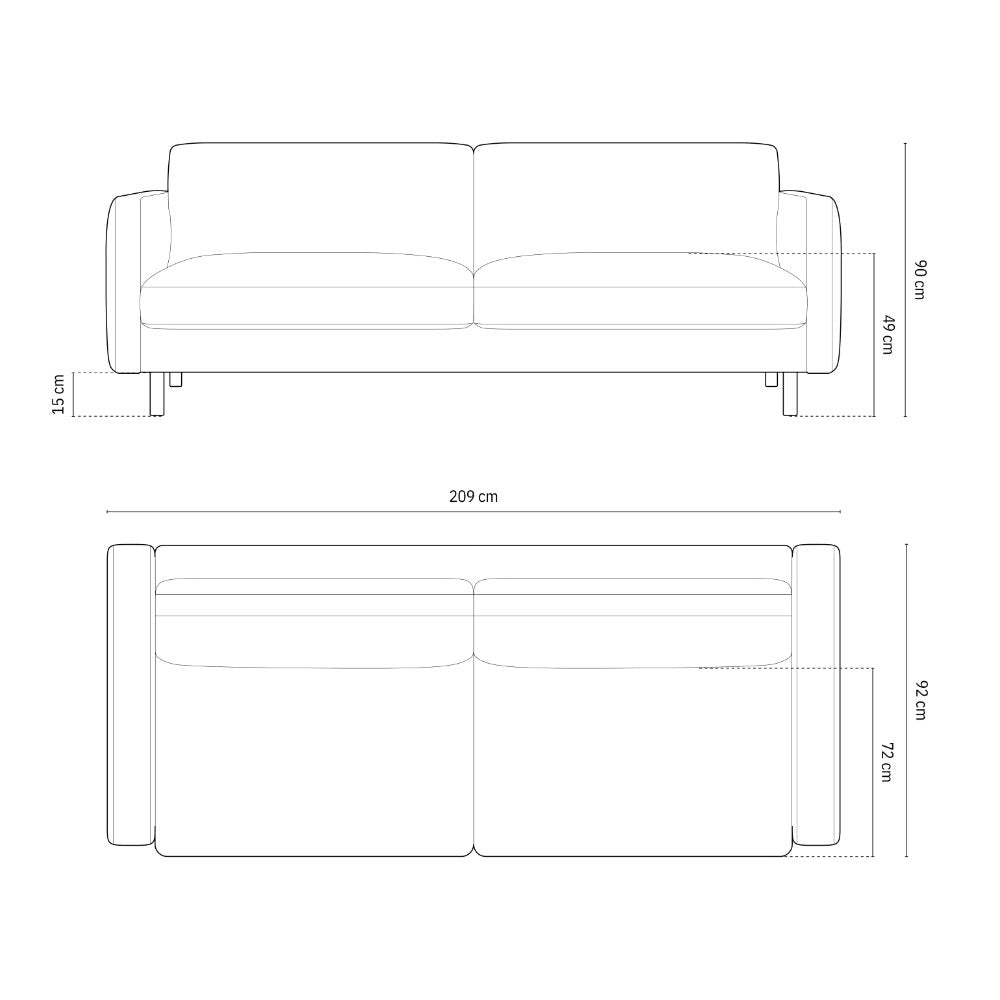 Sofa Eden 209x92cm, Materijal: Strukturirana tkanina