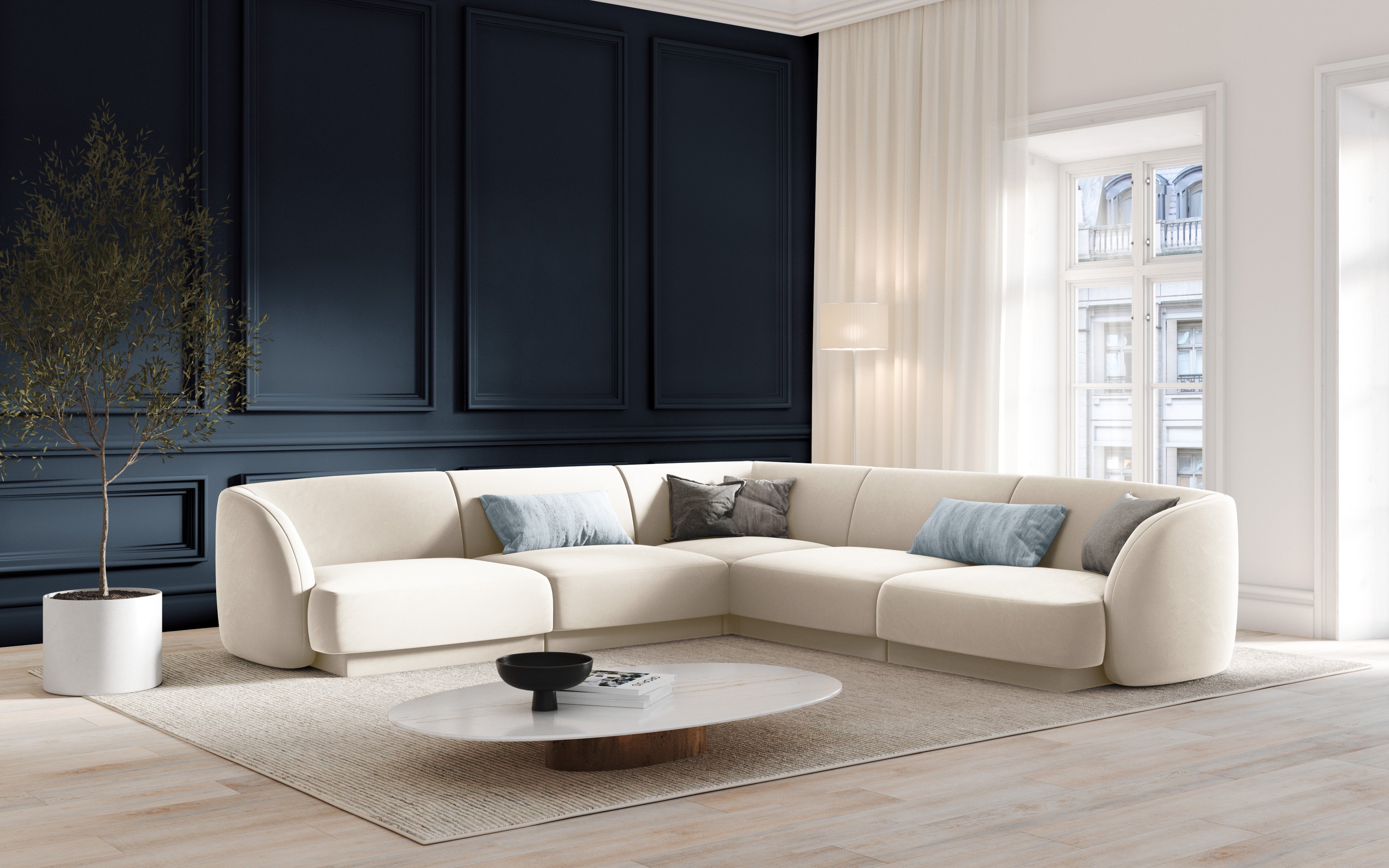 Kutna garnitura Miley Symmetrical, 255x255cm, Materijal: Baršun