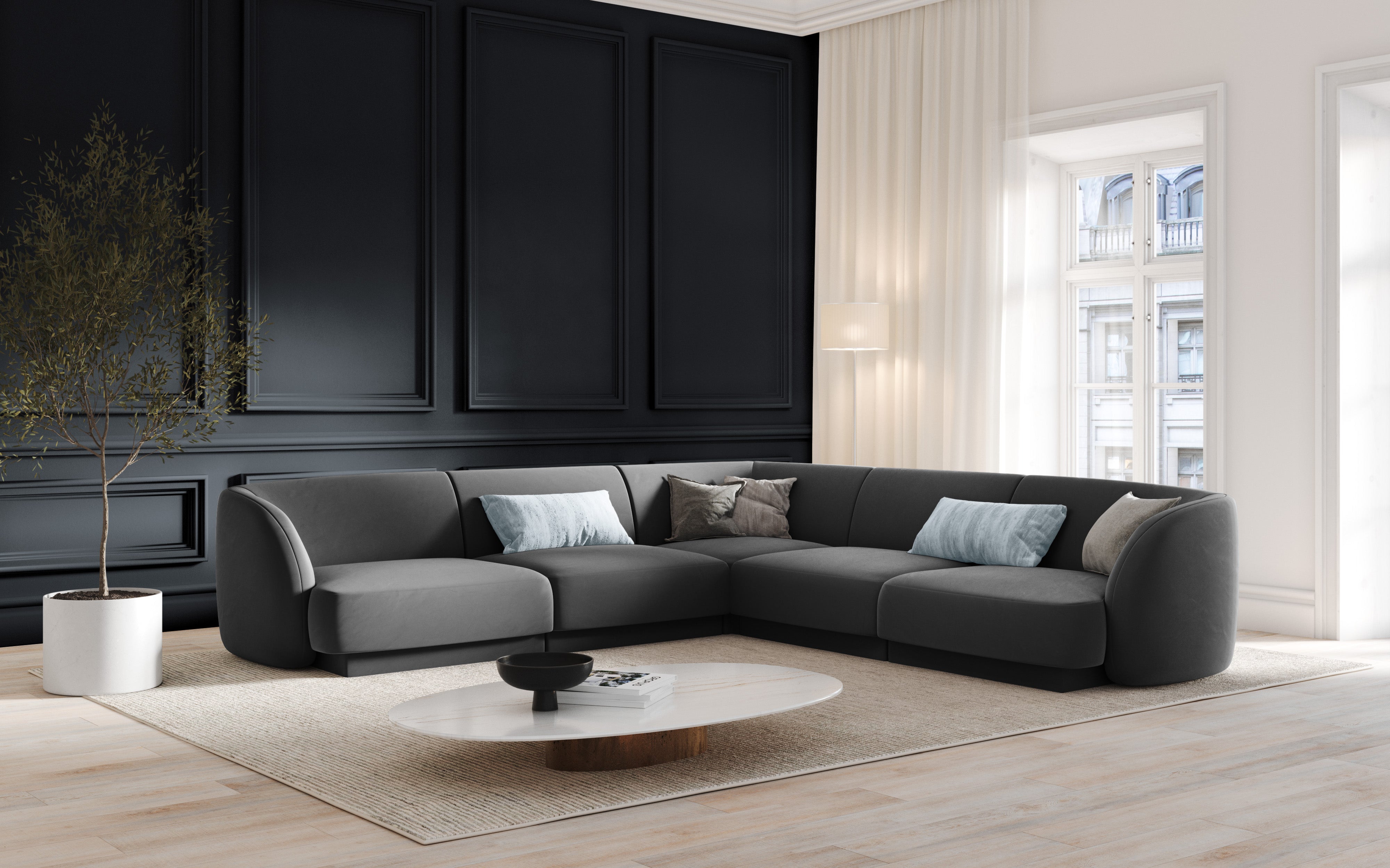 Kutna garnitura Miley Symmetrical, 255x255cm, Materijal: Baršun