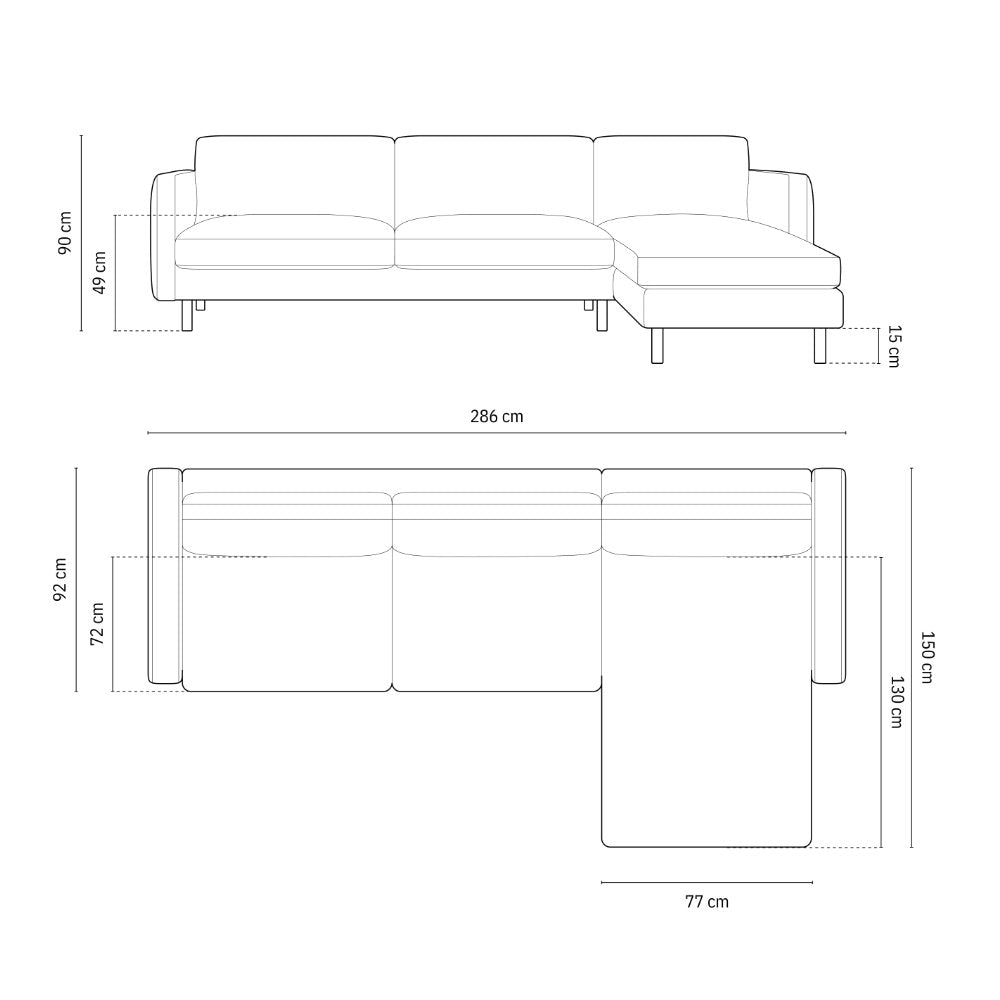 Kutna garnitura Eden 286x150cm, Materijal: Strukturirana tkanina