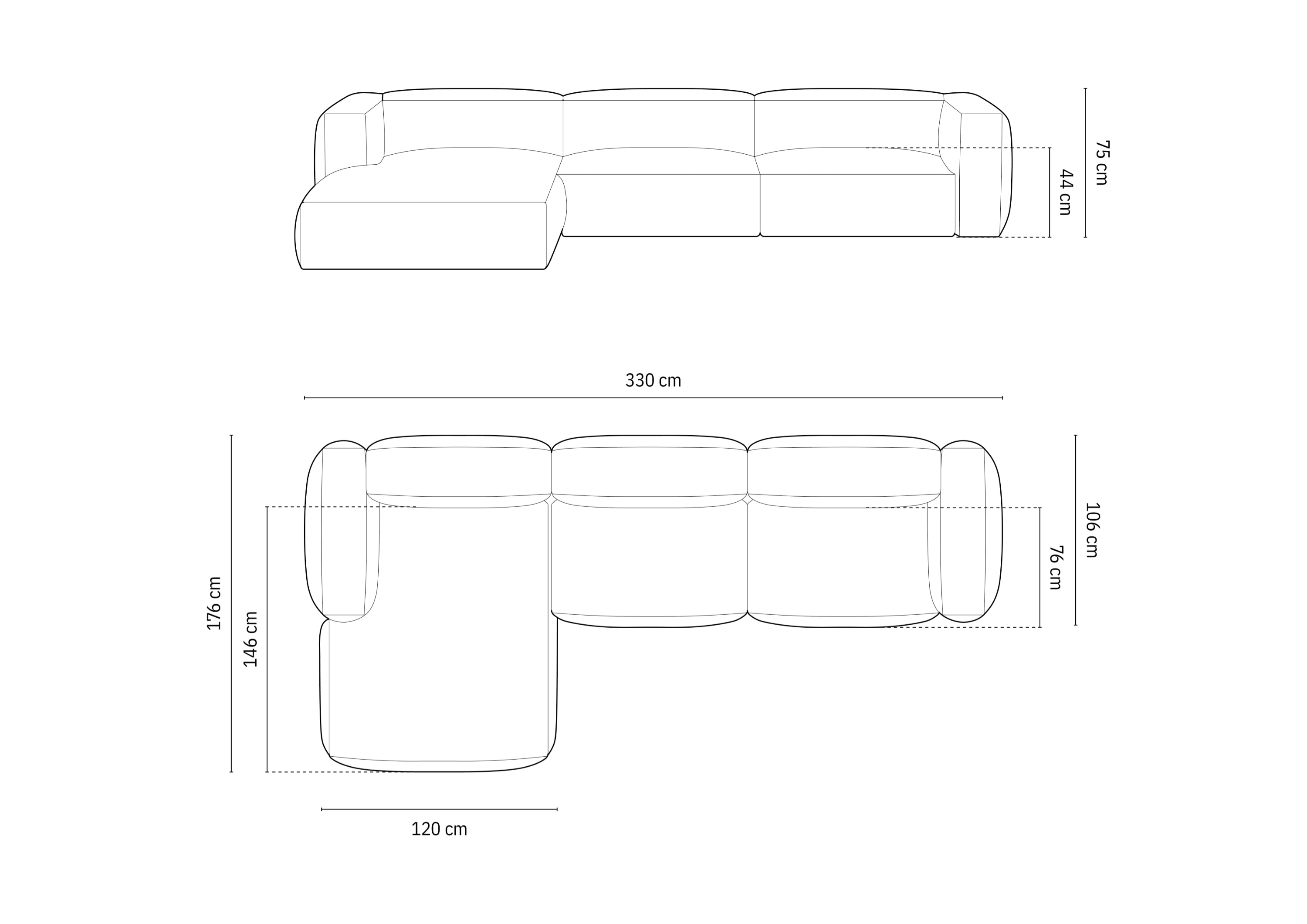 Kutna garnitura Martina, 330x176cm, Materijal: Strukturirana tkanina