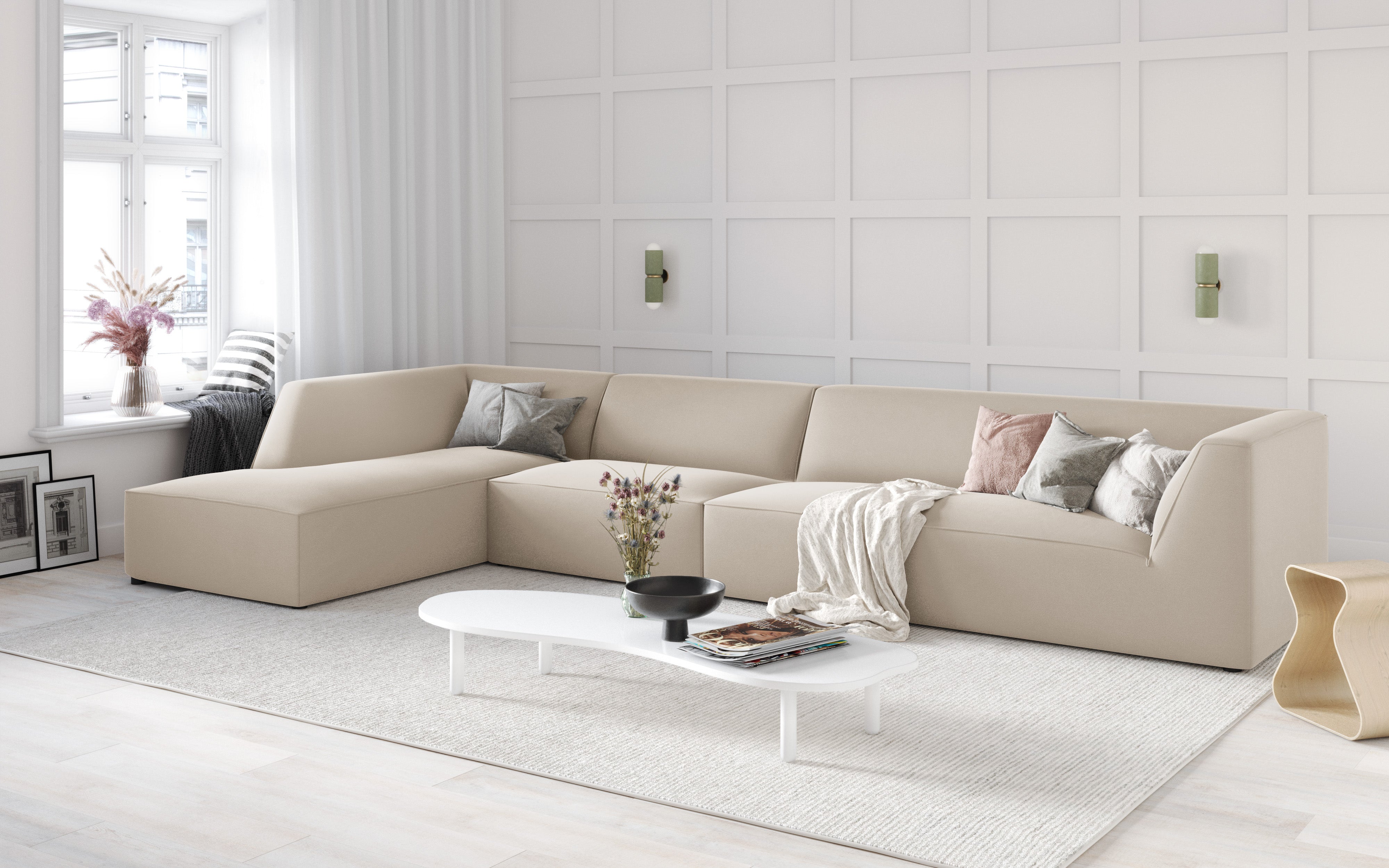 Kutna garnitura Ruby, 5 sjedala, 366x180cm, Materijal: Baršun