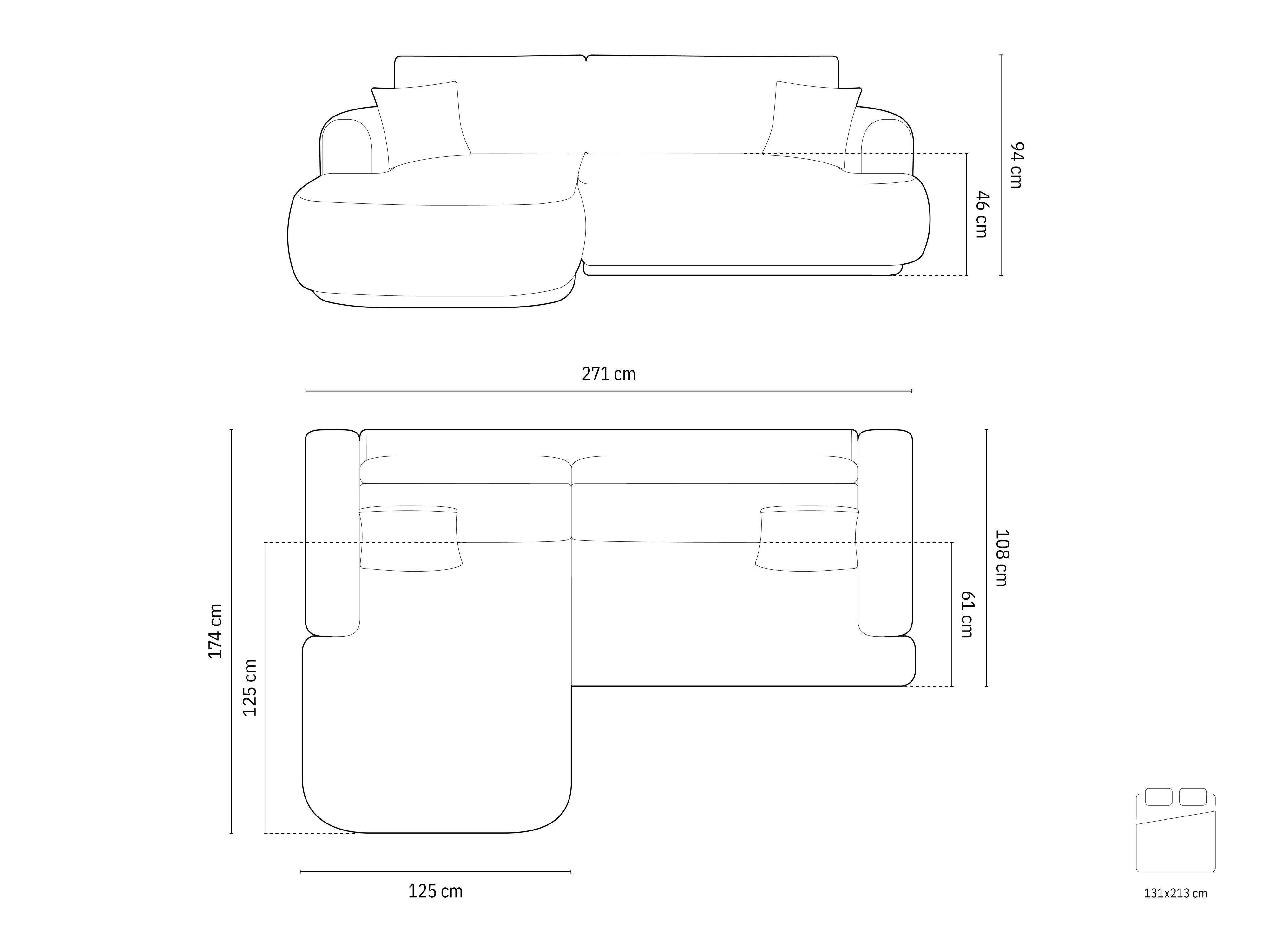 Kutna garnitura Ella 271x174cm, Materijal: Baršun