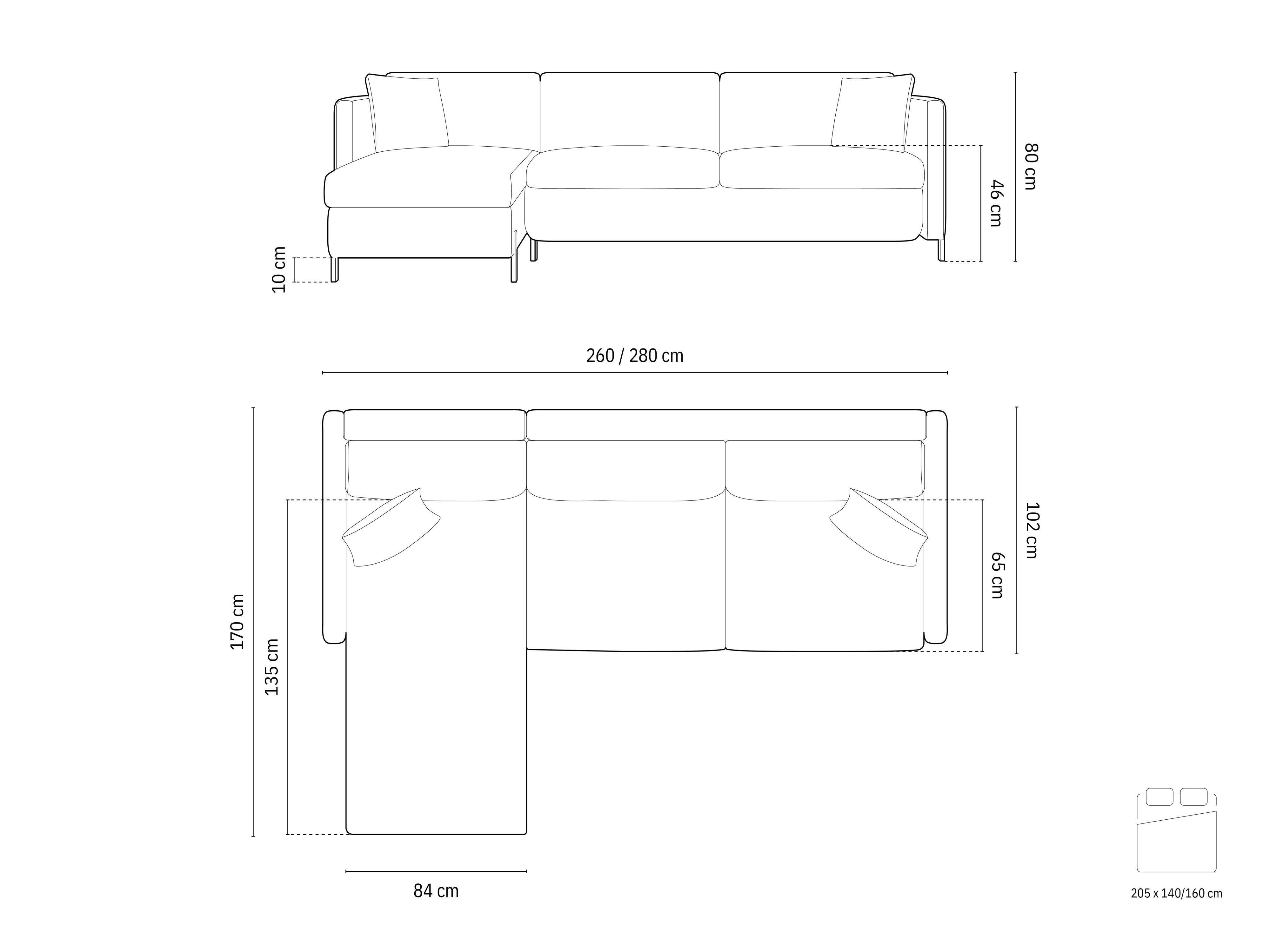 Kutna garnitura Gloria 260x170cm, Materijal: Strukturirana tkanina