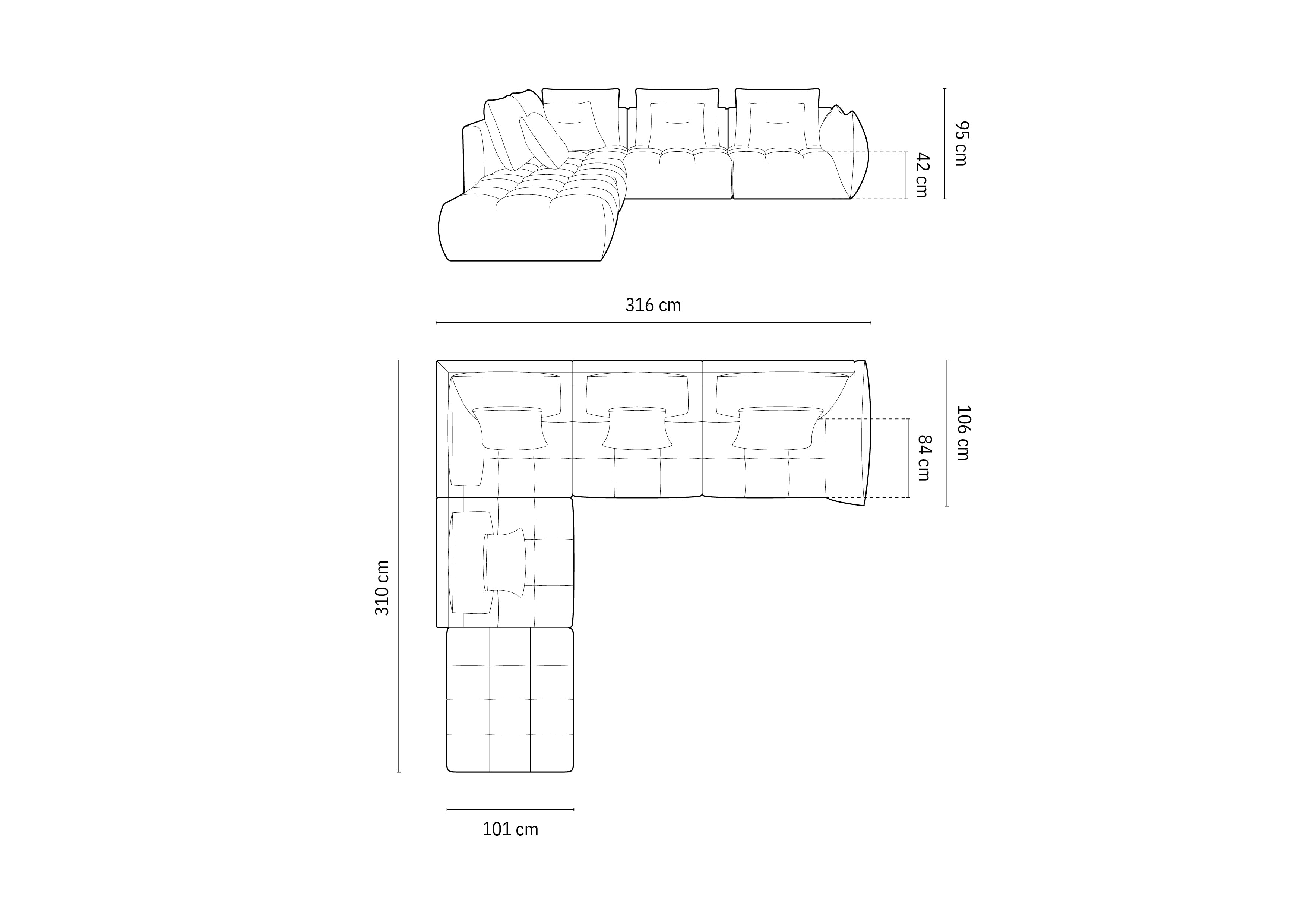 Bloom kutna garnitura, 316x310 cm, Materijal: Baršun