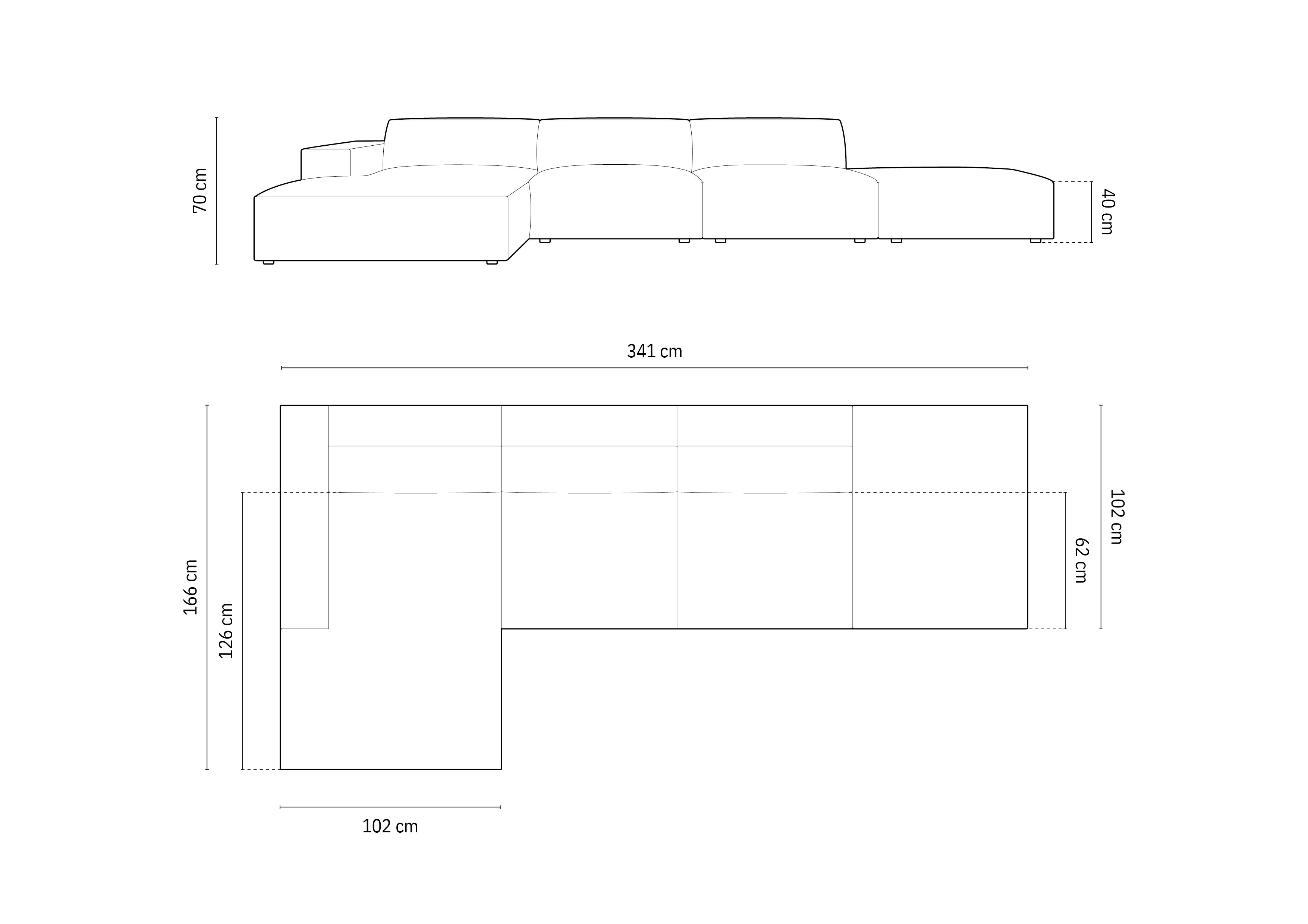 Kutna garnitura Jodie 341x166cm, Materijal: Baršun