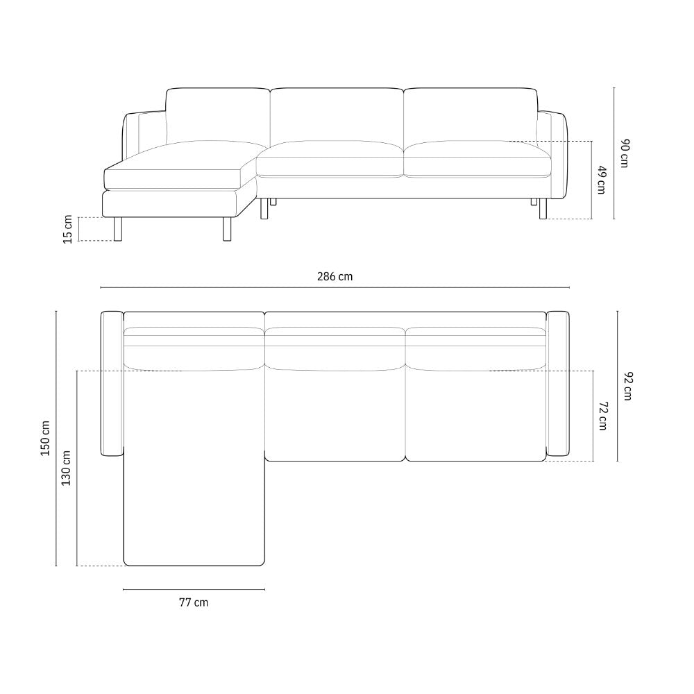 Kutna garnitura Eden 286x150cm, Materijal: Strukturirana tkanina