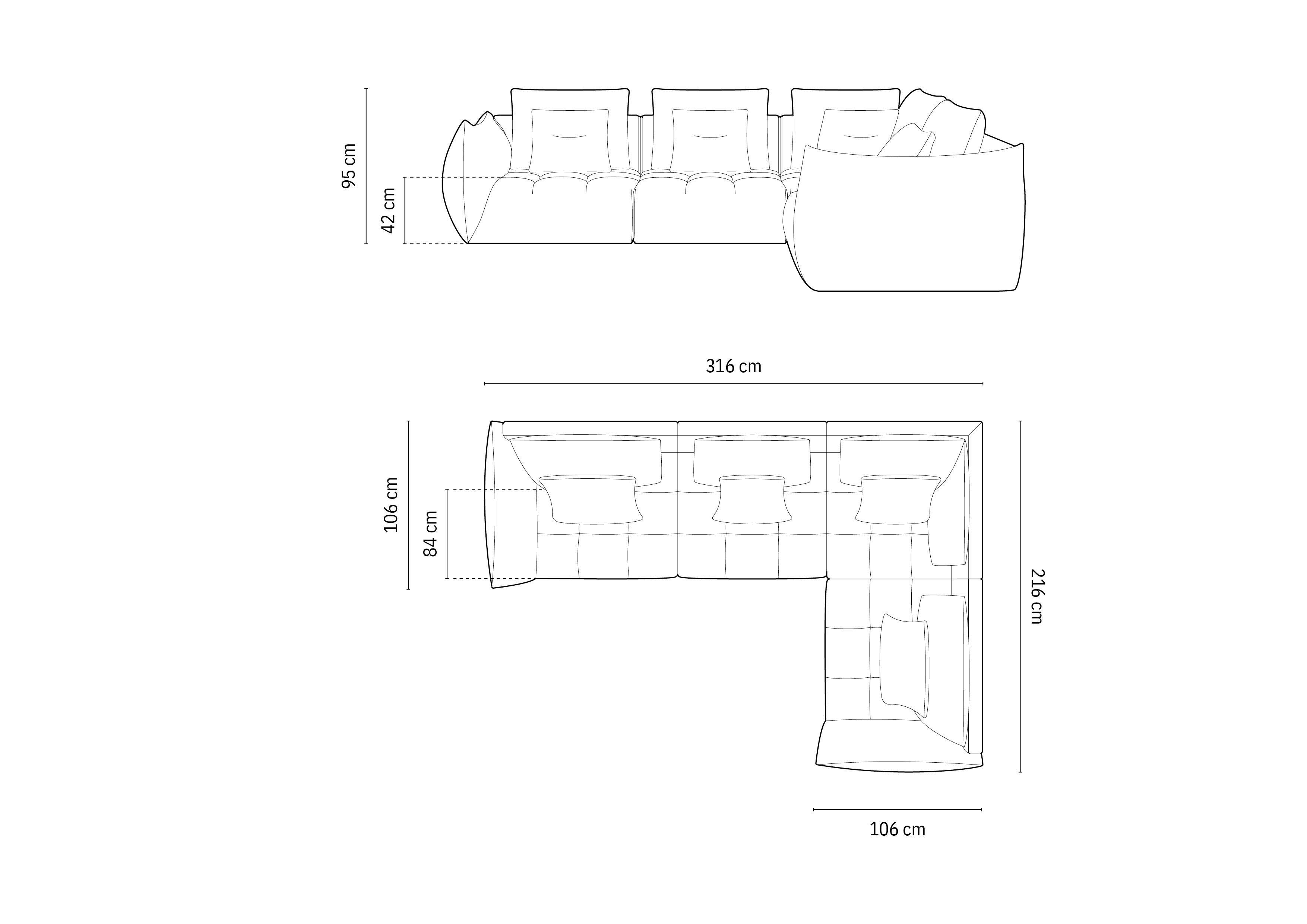 Bloom kutna garnitura, 316x216 cm, Materijal: Strukturirana tkanina