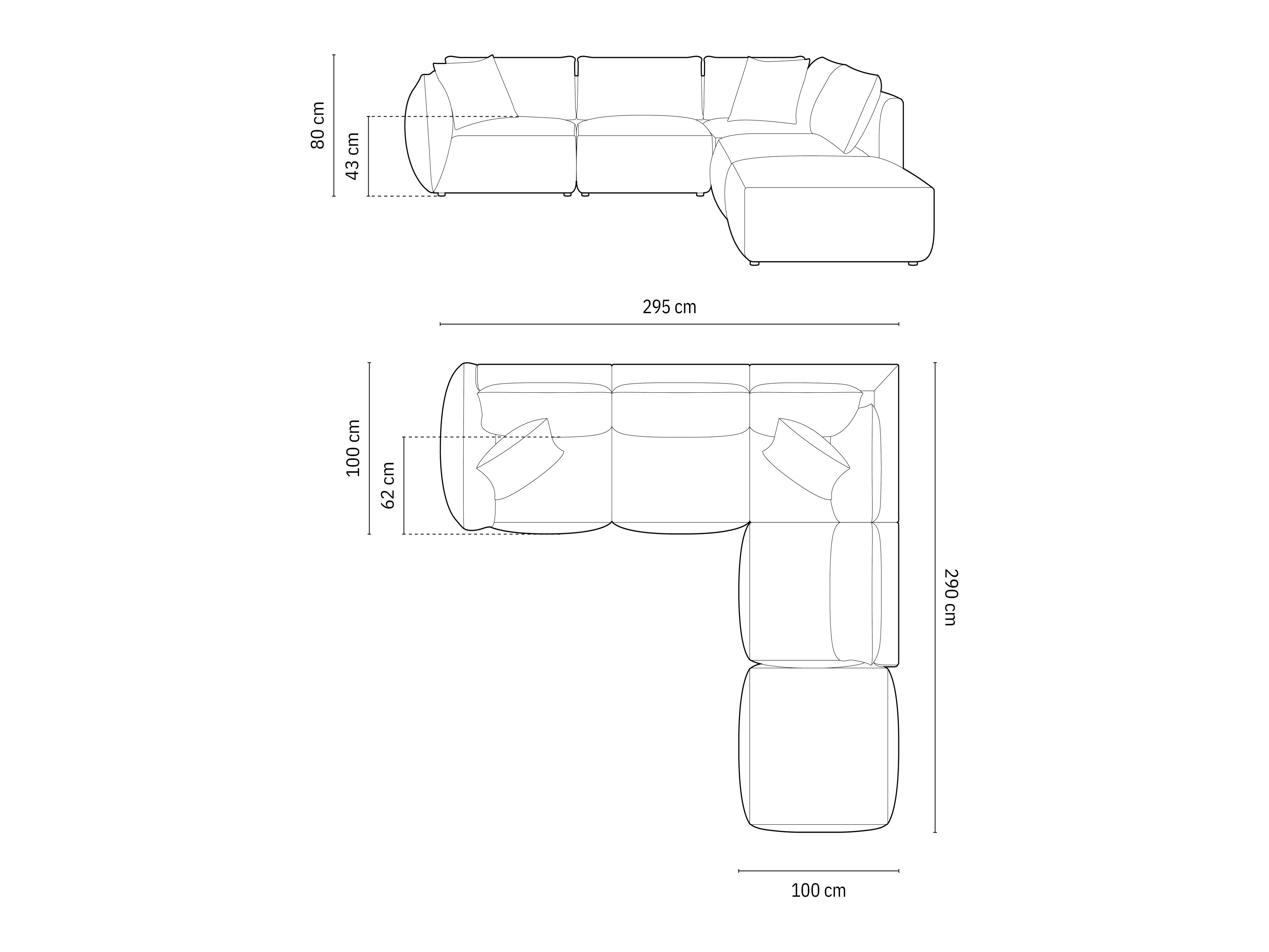 Kutna garnitura Chris 295x290cm, Materijal: Strukturirana tkanina