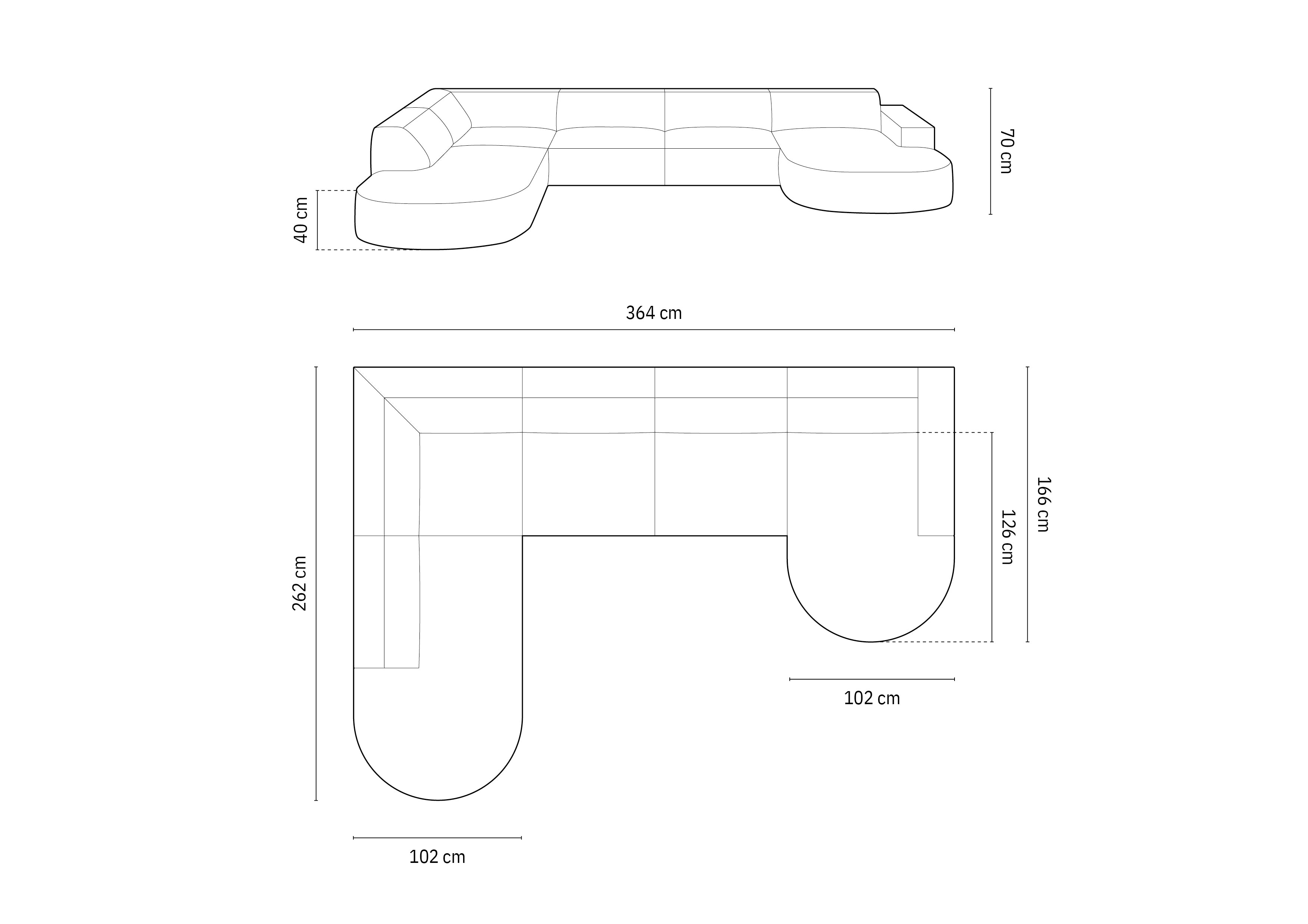 Garnitura Jodie 364x262cm, Materijal: Baršun