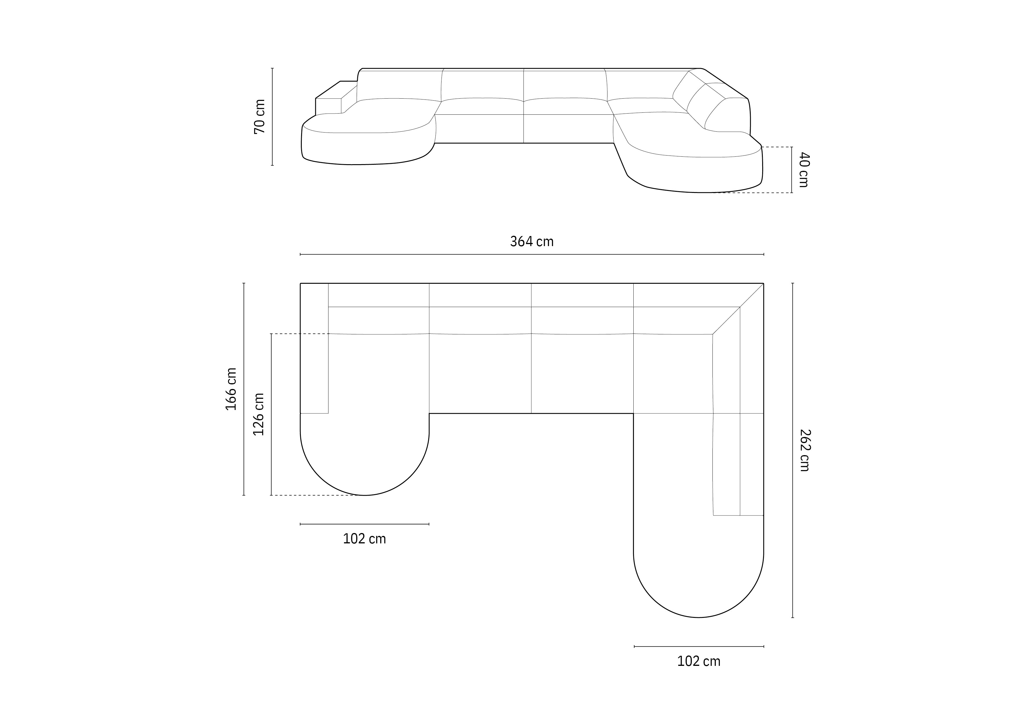 Garnitura Jodie 364x262cm, Materijal: Baršun