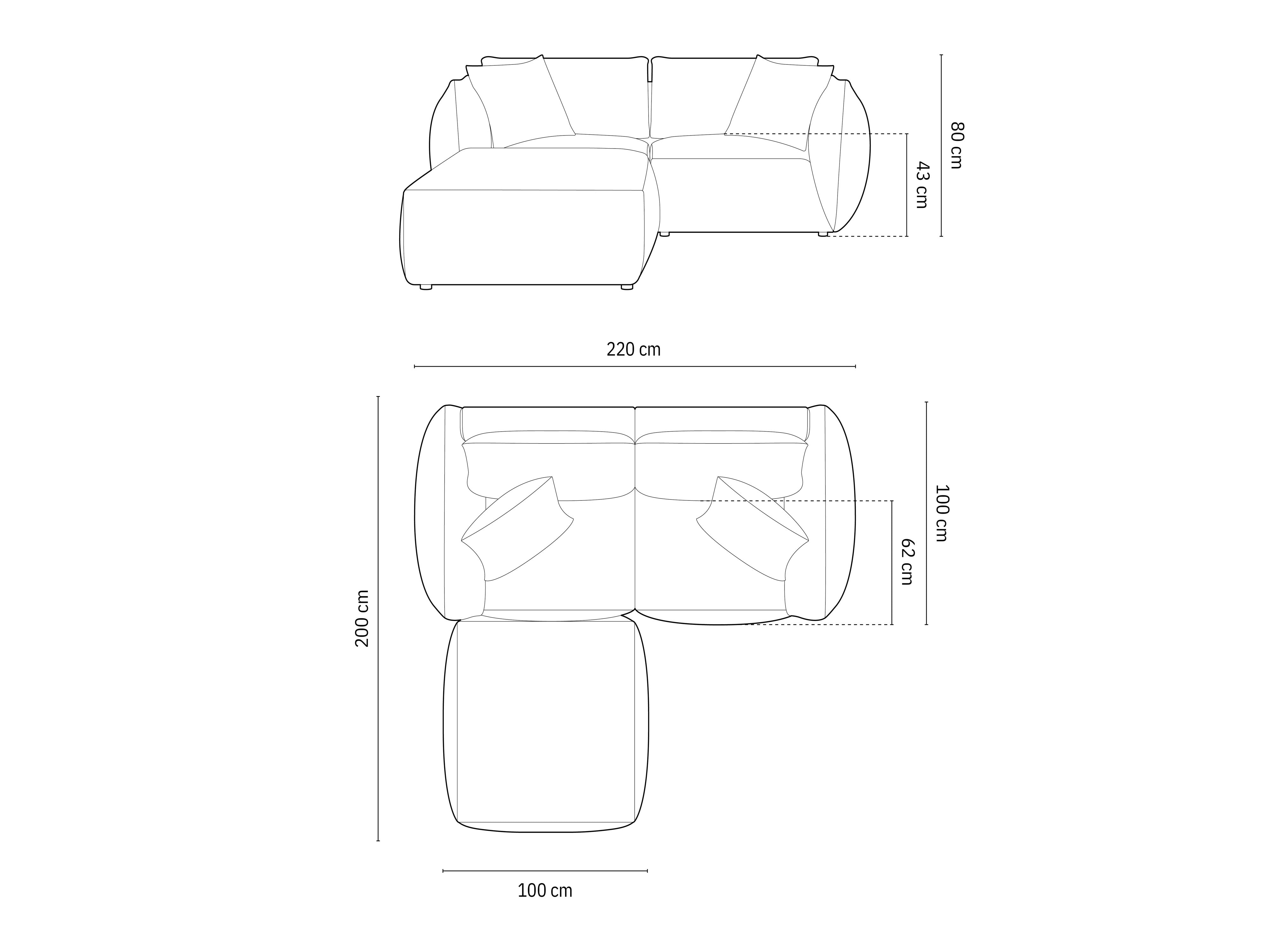 Modularna kutna garnitura Chris 220x200cm, Materijal: Strukturirana tkanina