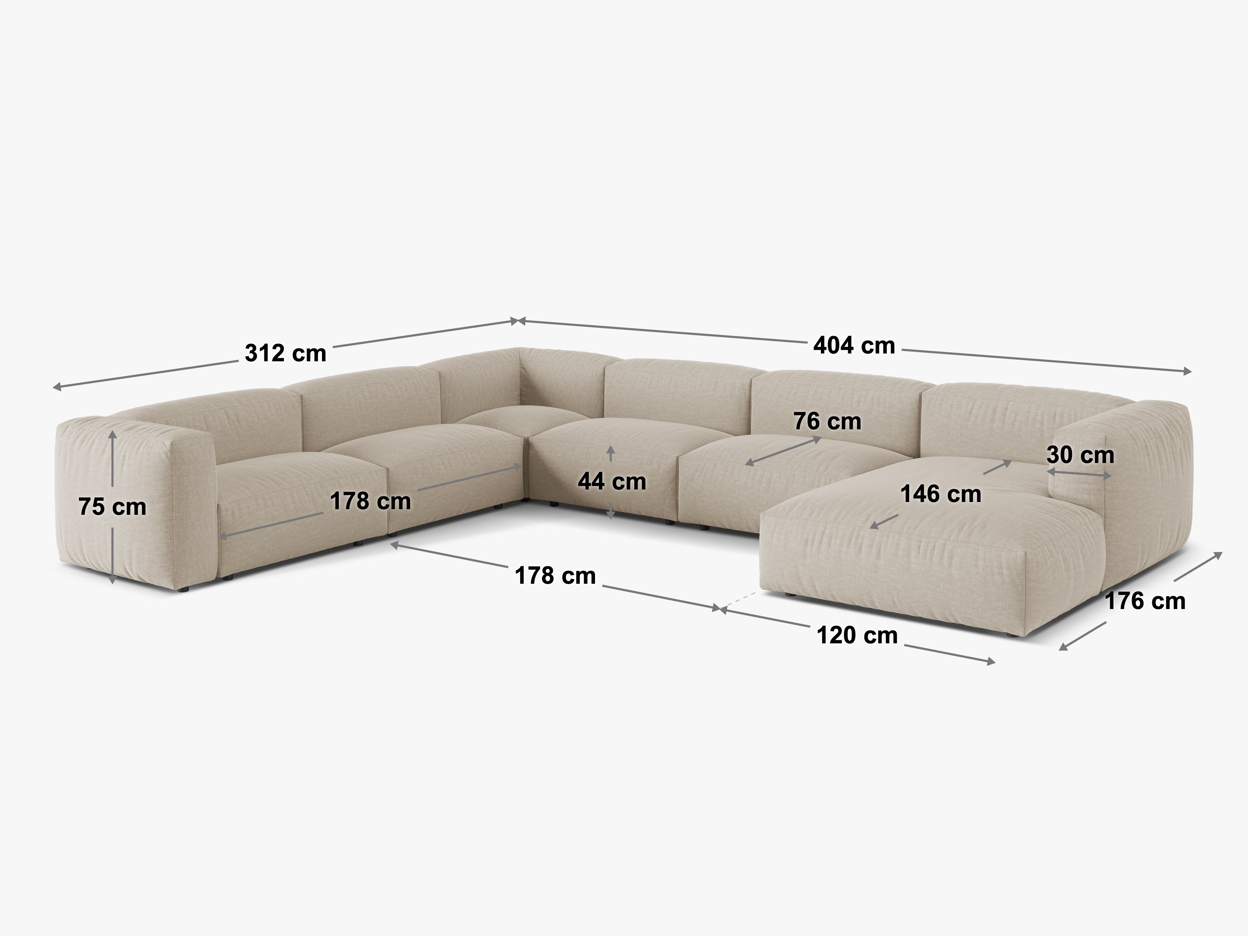 Kutna Garnitura Martina, 404x312cm, Materijal: Strukturirana tkanina