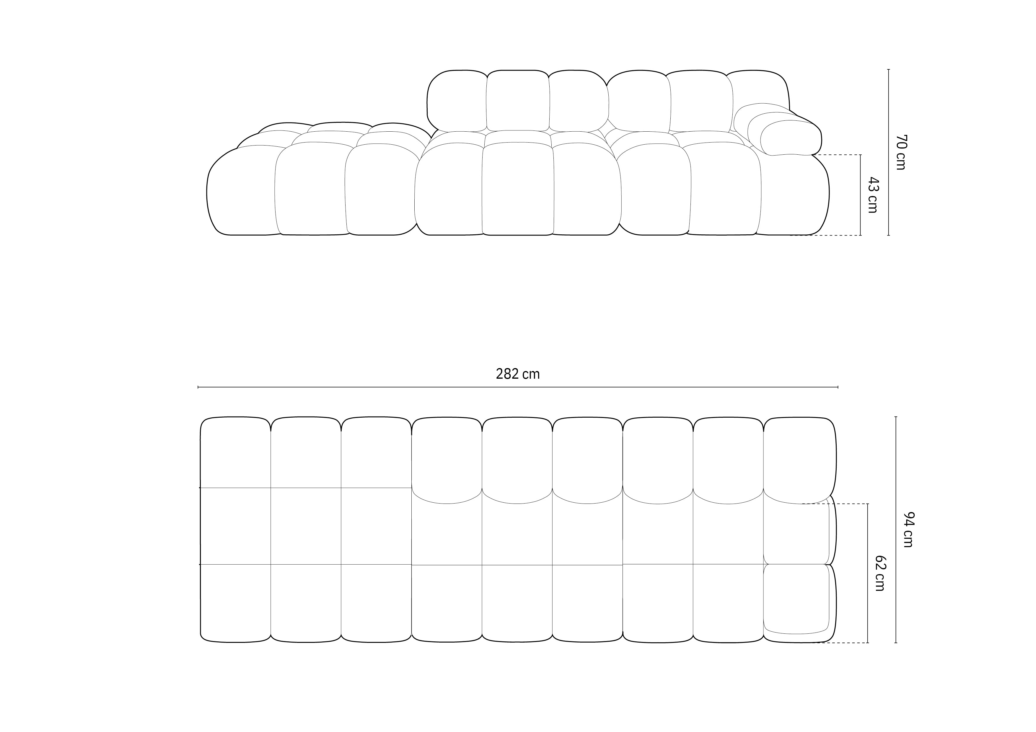 Bellis Modularna Sofa 282x94cm, Materijal: Boucle