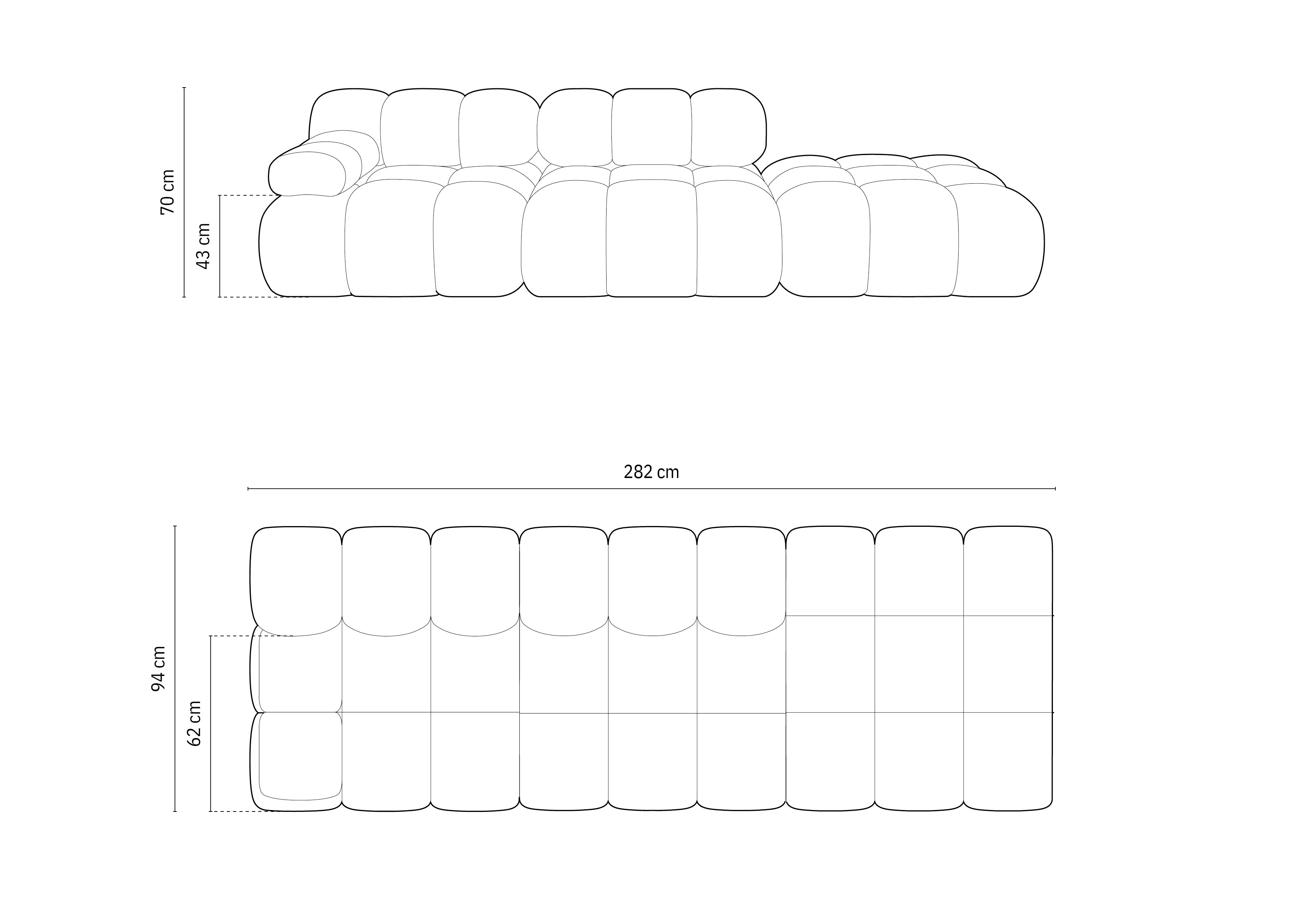 Bellis Modularna Sofa 282x94cm, Materijal: Boucle