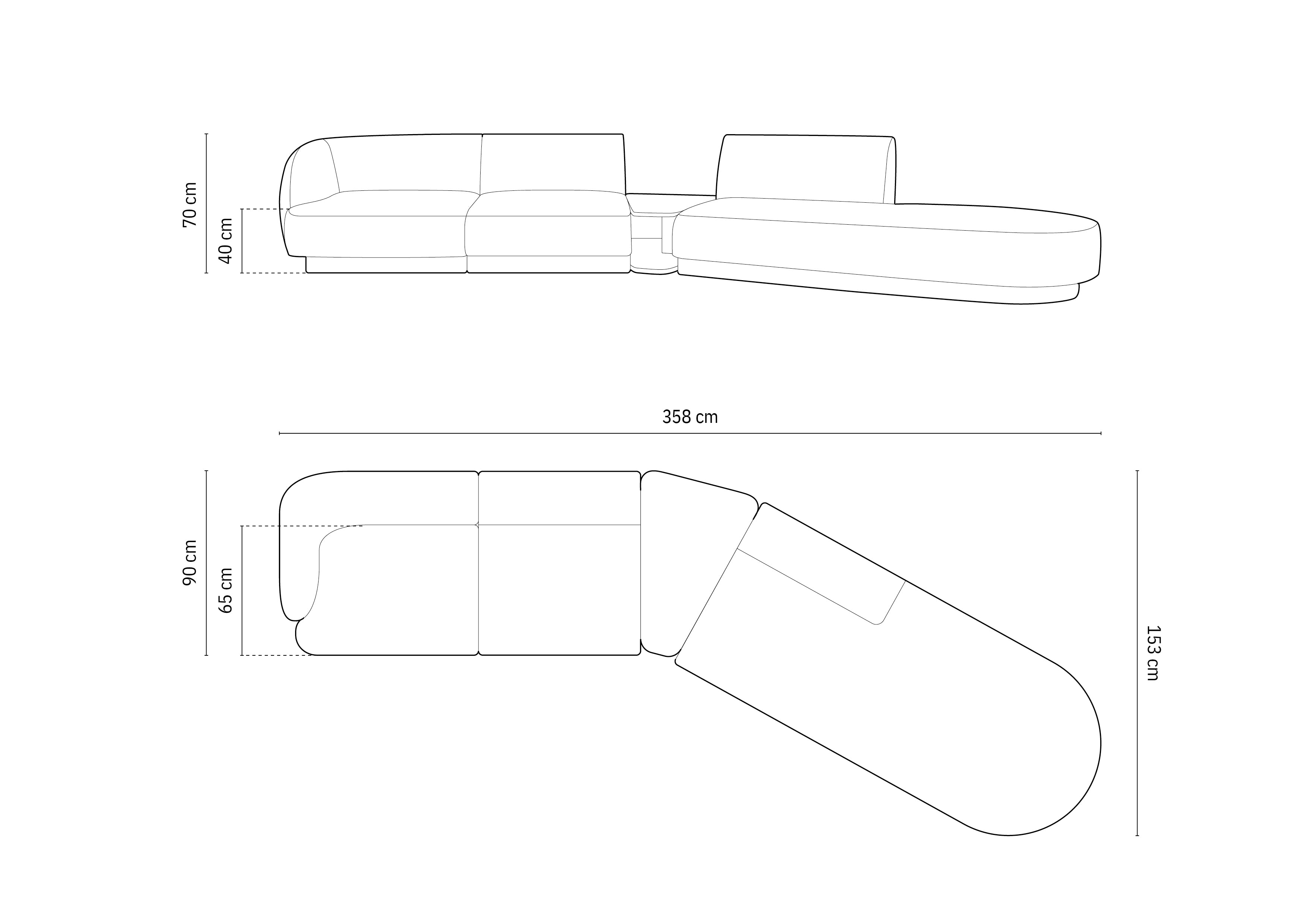 Sofa Miley 358x153cm, Materijal: Baršun
