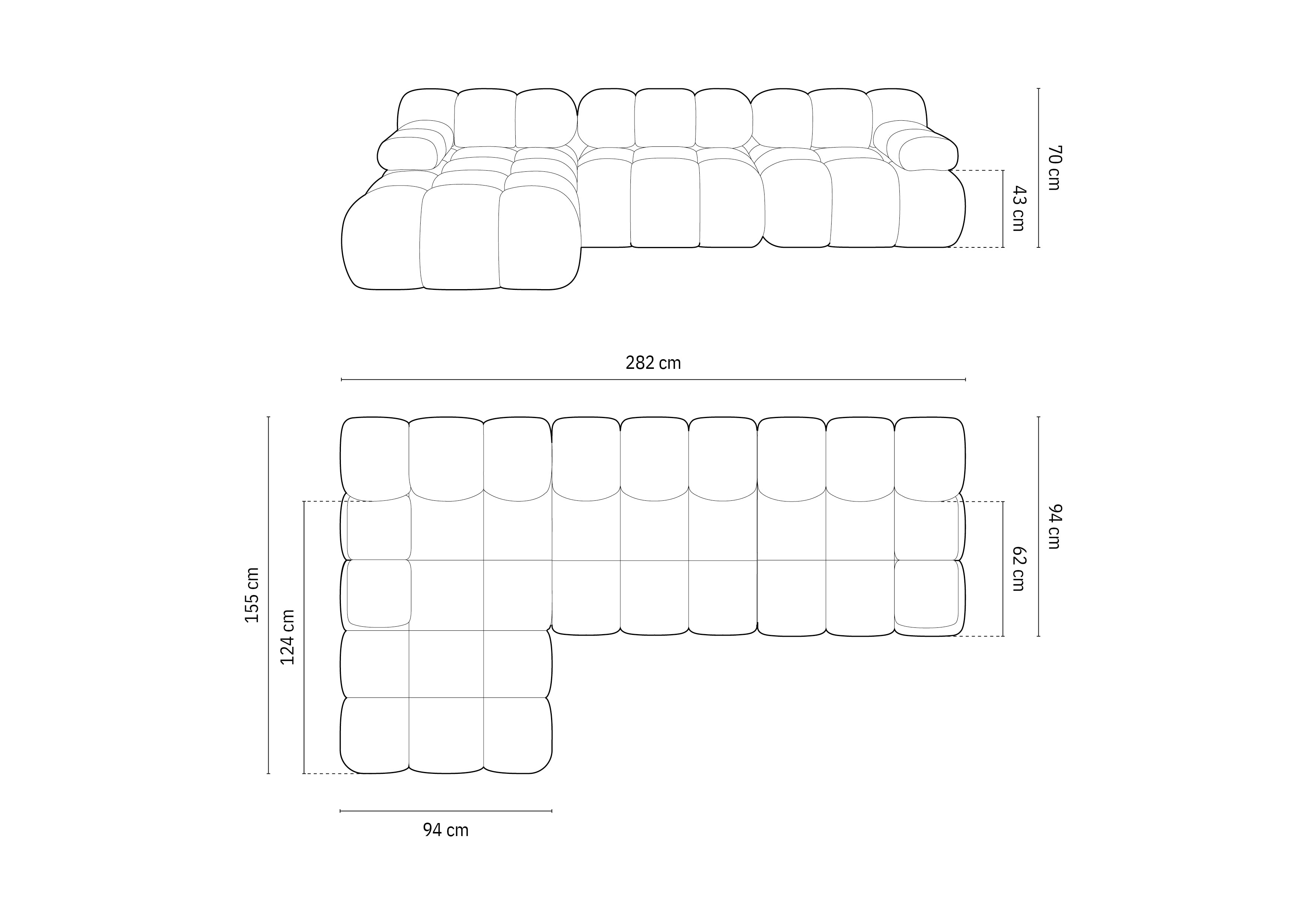 Bellis Modularna Sofa 282x155cm, Materijal: Boucle