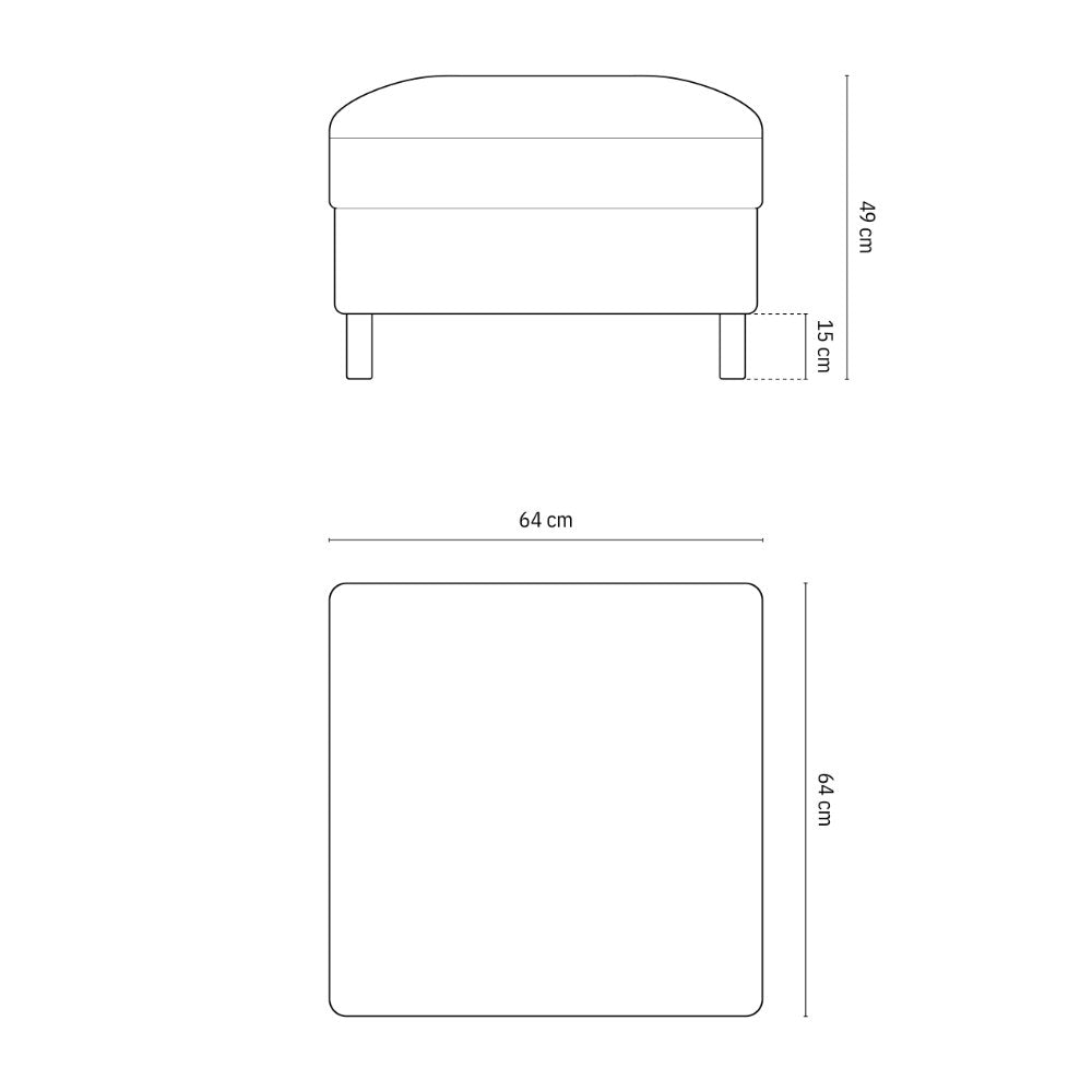Tabure Eden, 64x64cm, Materijal: Baršun