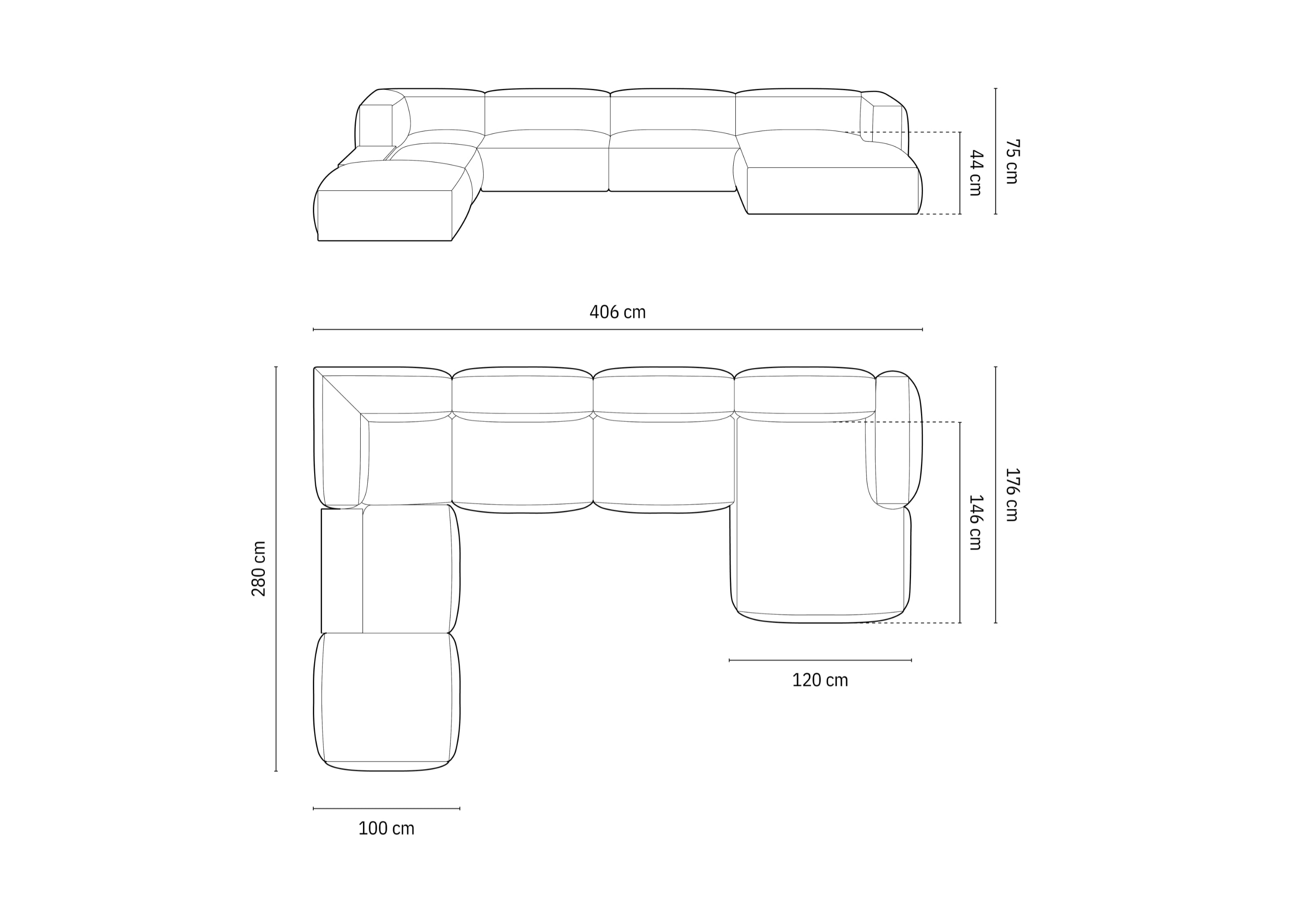Kutna garnitura Martina, 406x280cm, Materijal: Baršun