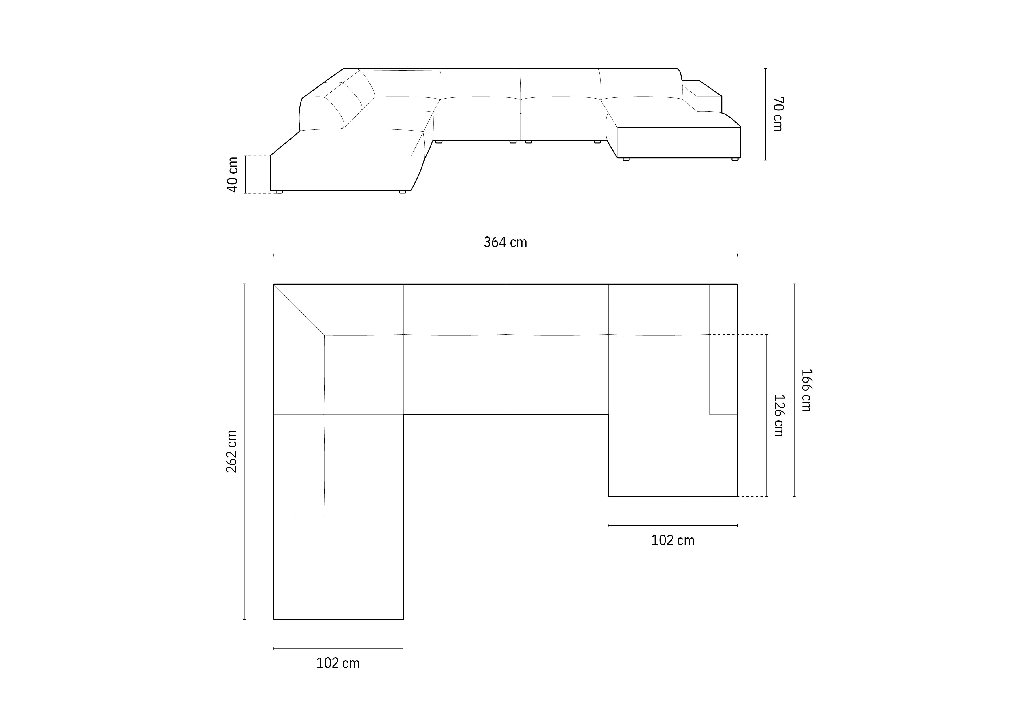Garnitura Jodie 364x262cm, Materijal: Baršun