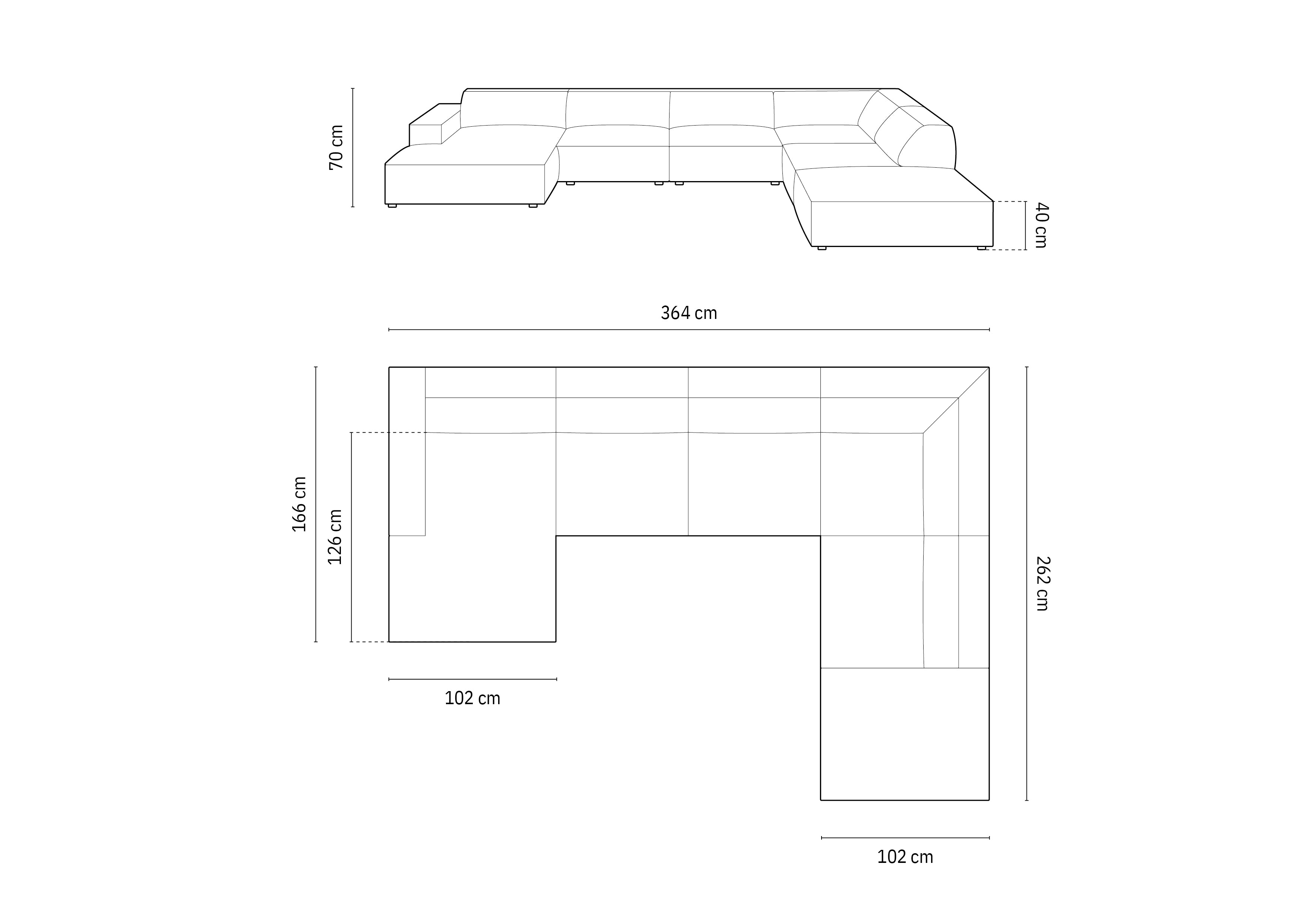 Garnitura Jodie 364x262cm, Materijal: Baršun